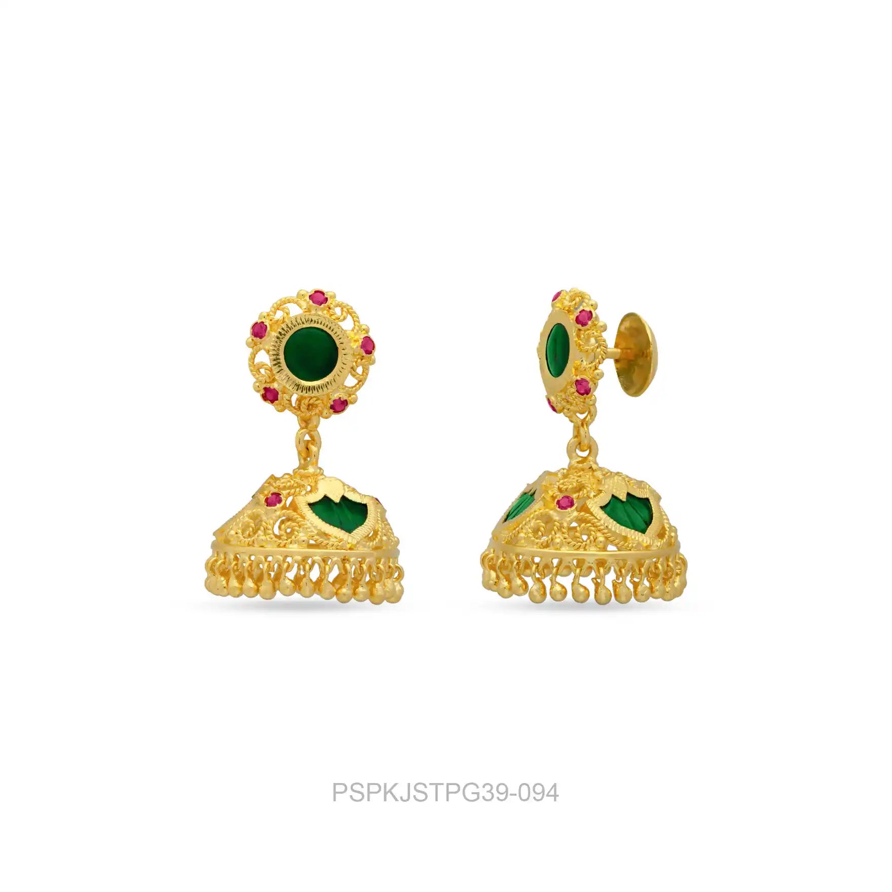 Palakka Green Stone Jimika Earring  PSPKJSTPG39-094