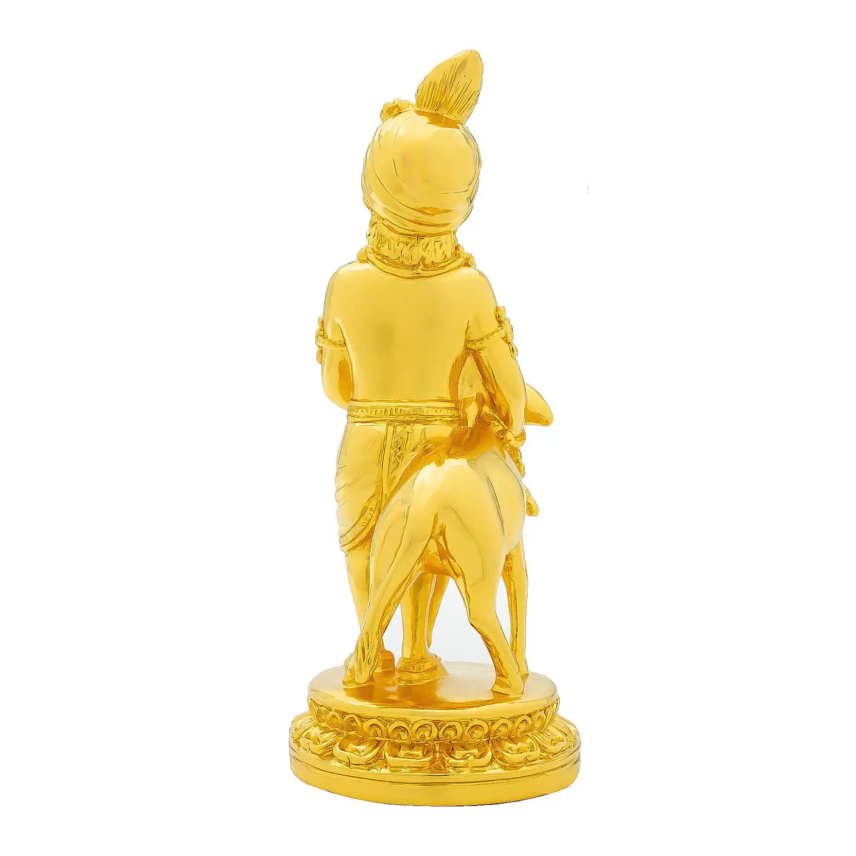 Lord Krishna Idol – Gold Layered Figurine with Cow – Gopala Murti (Hindu Spiritual Statue) – Pooja & Home Décor | PIDRGKR15-007