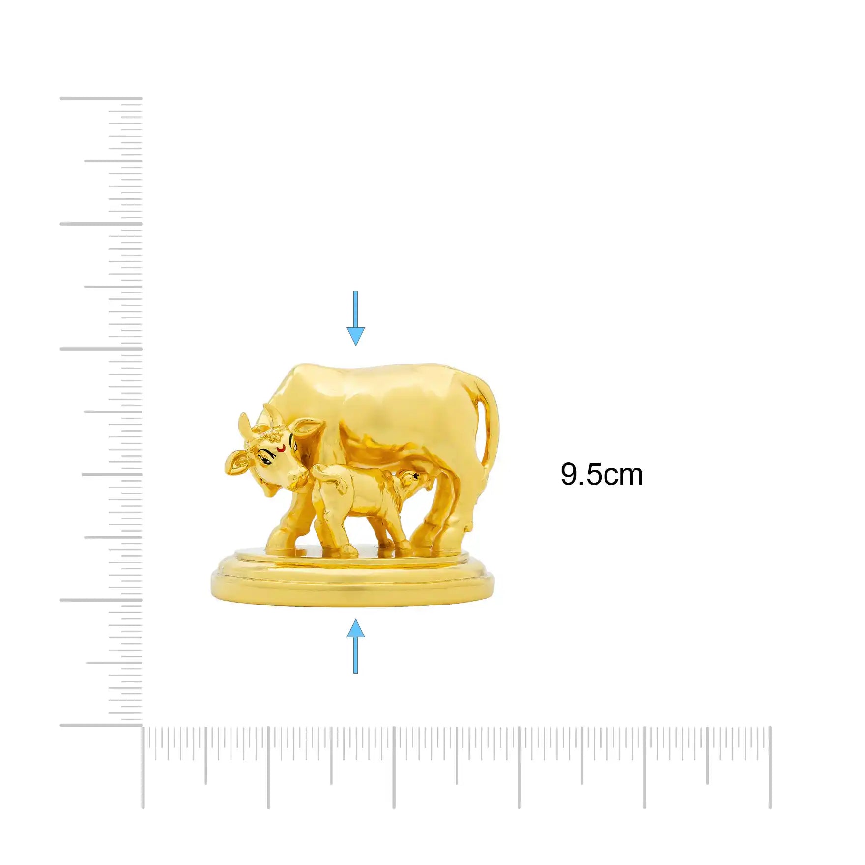 Kamadhenu Cow with Calf Figurine – Gold Layered Showpiece – Vastu & Home Décor | PIDRGCCI-005