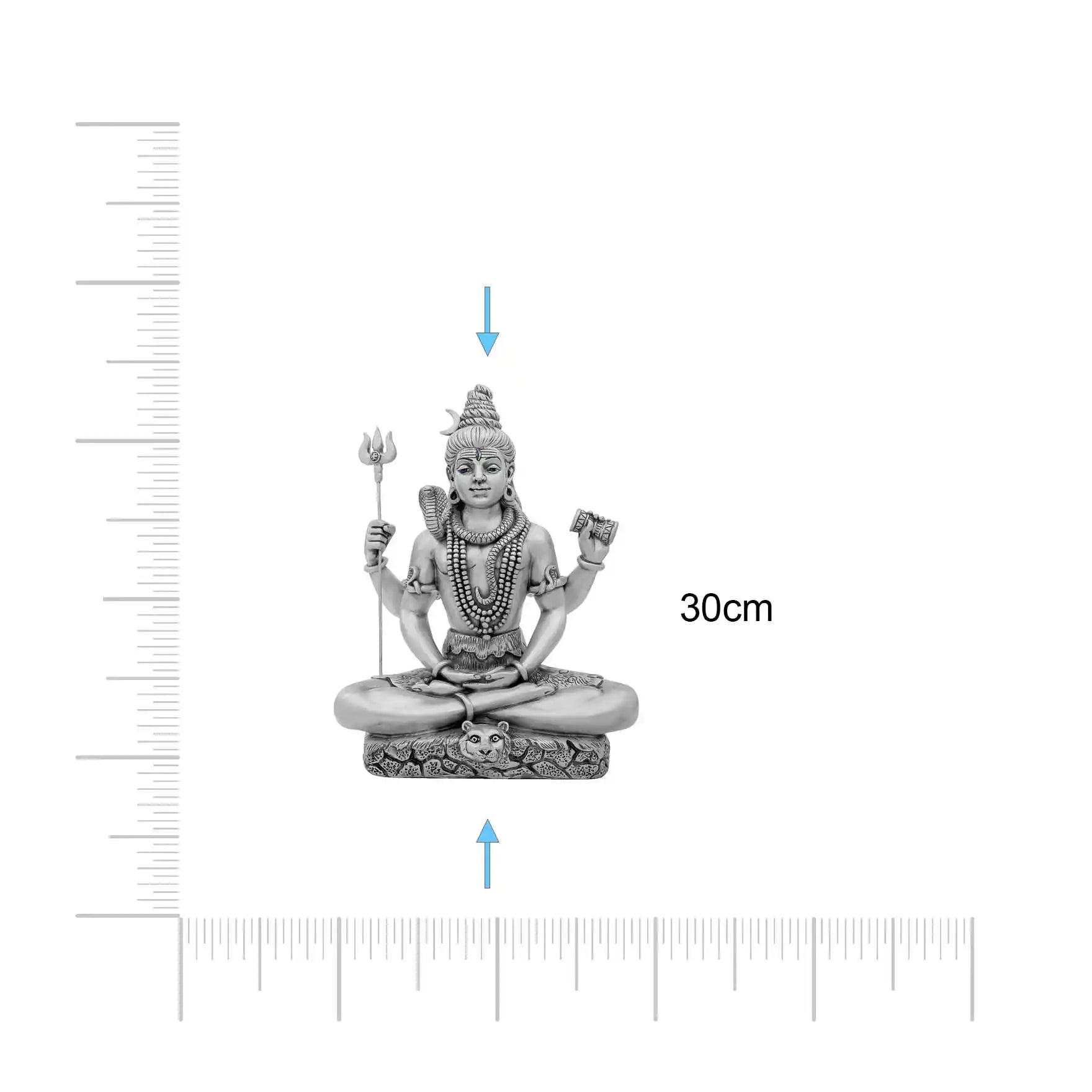 Lord Shiva Idol – Antique Silver Plated Figurine – Mahadev Murti (Hindu Spiritual Statue) – Pooja & Meditation Décor | PIDRSS12-0052