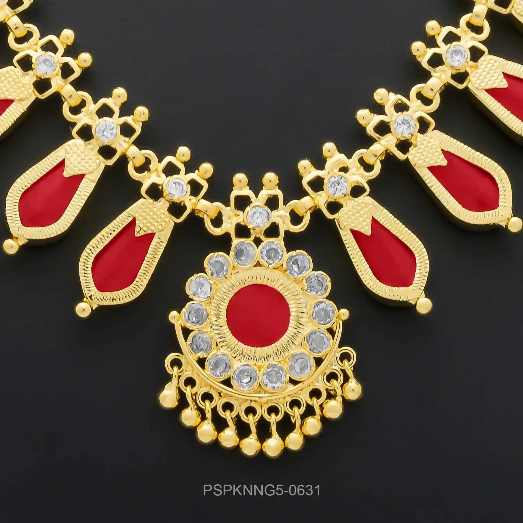 Palakka Nagapadam Red Stone Necklace PSPKNNR5-0631
