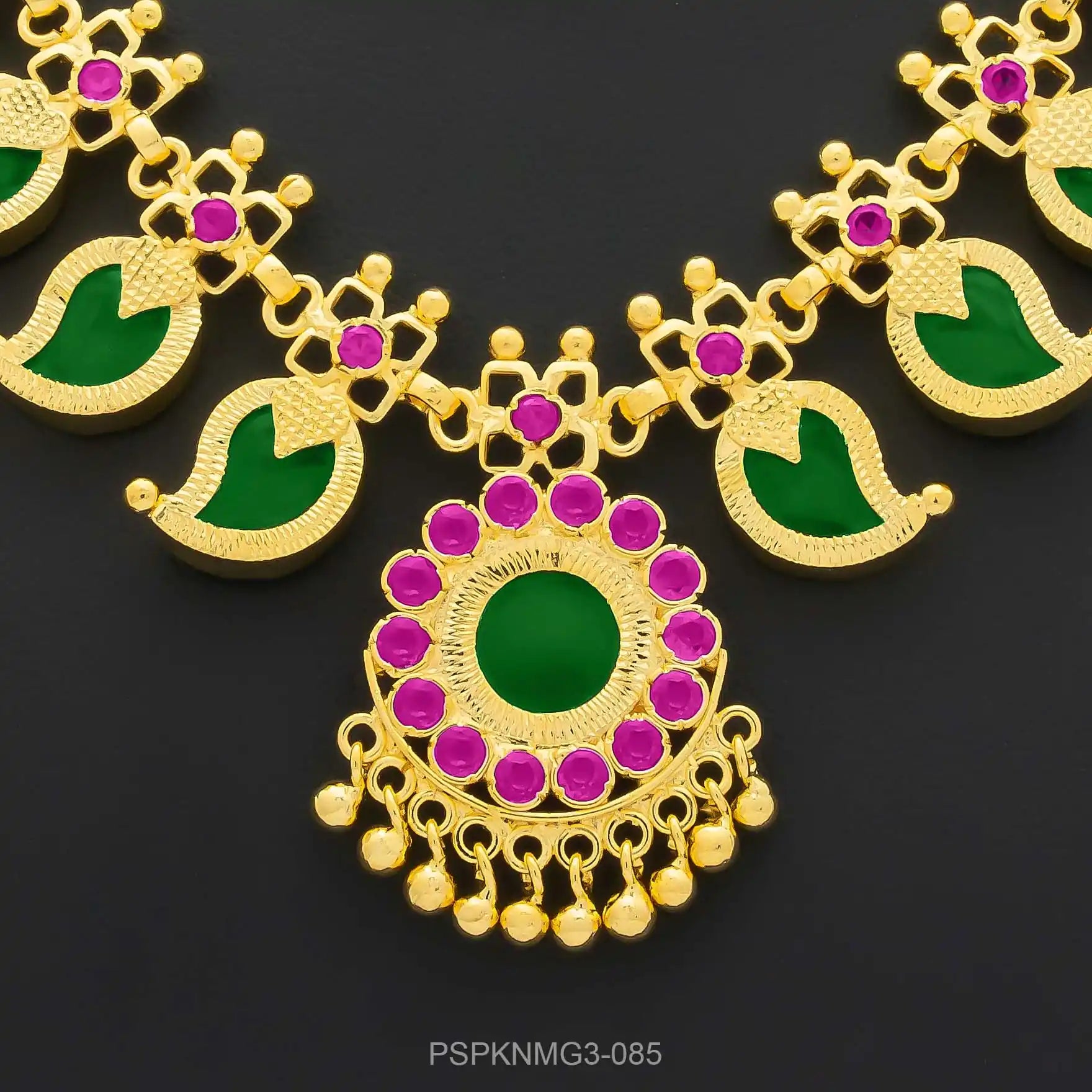 Palakka Mango Green Stone Necklace PSPKNMG3-085