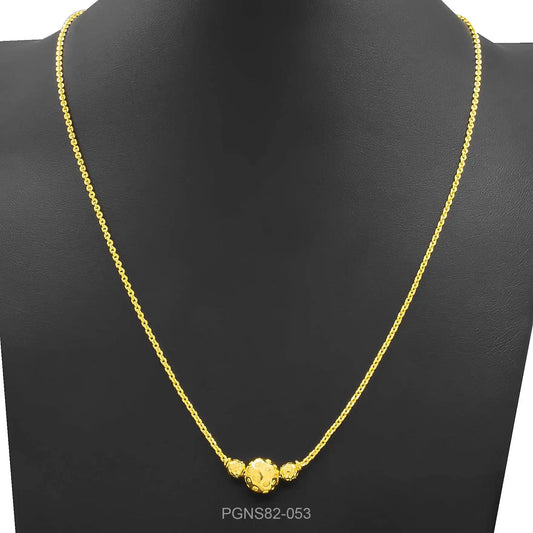 Bead Ball Fine Chain Necklace Short Gold Layered – Beaded, Bead Work, Thick Gold Layered – product view 1