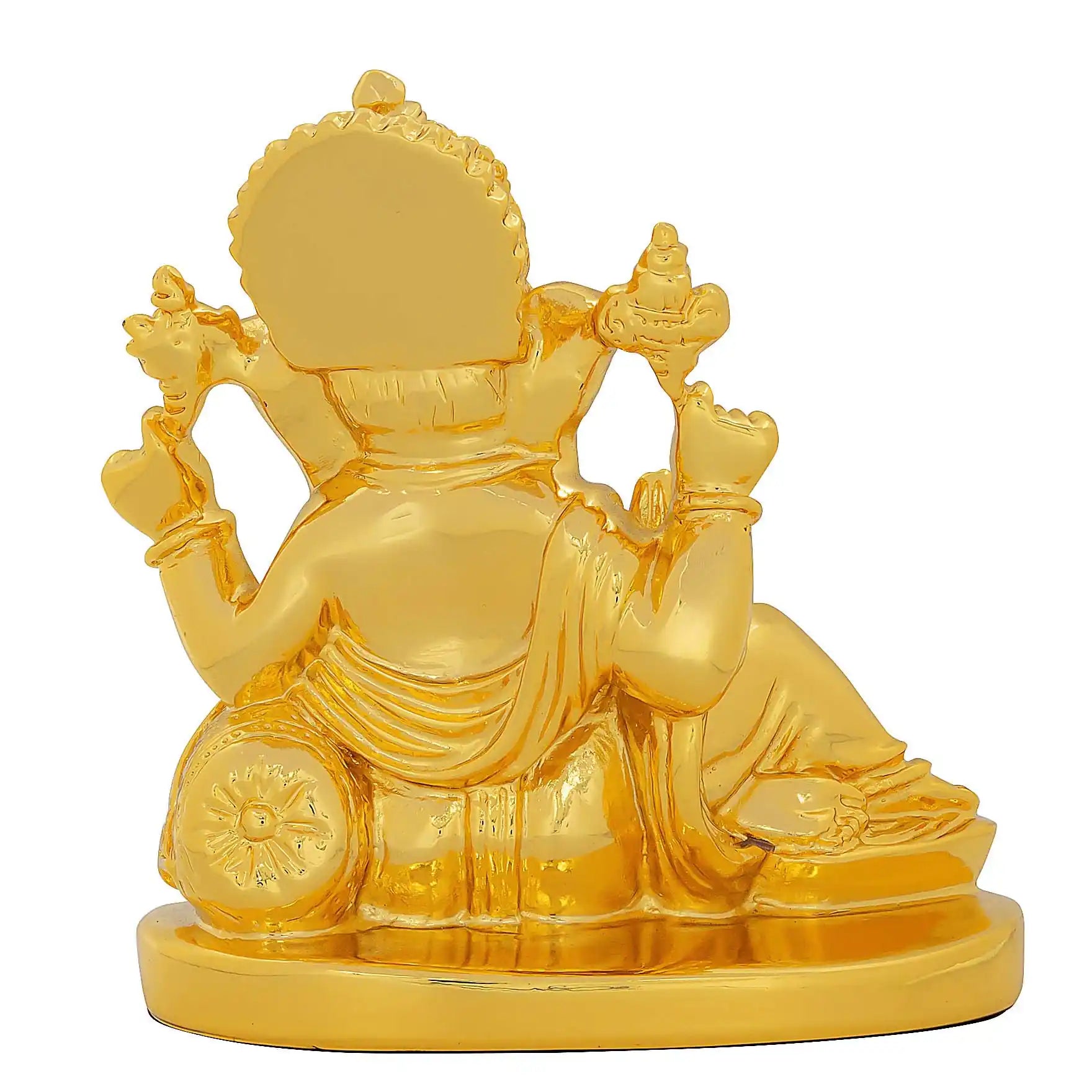 Lord Ganesha Idol – Gold Layered Reclining Ganapati Figurine – Hindu Spiritual Statue – Pooja & Home Décor | PIDRGG54-008