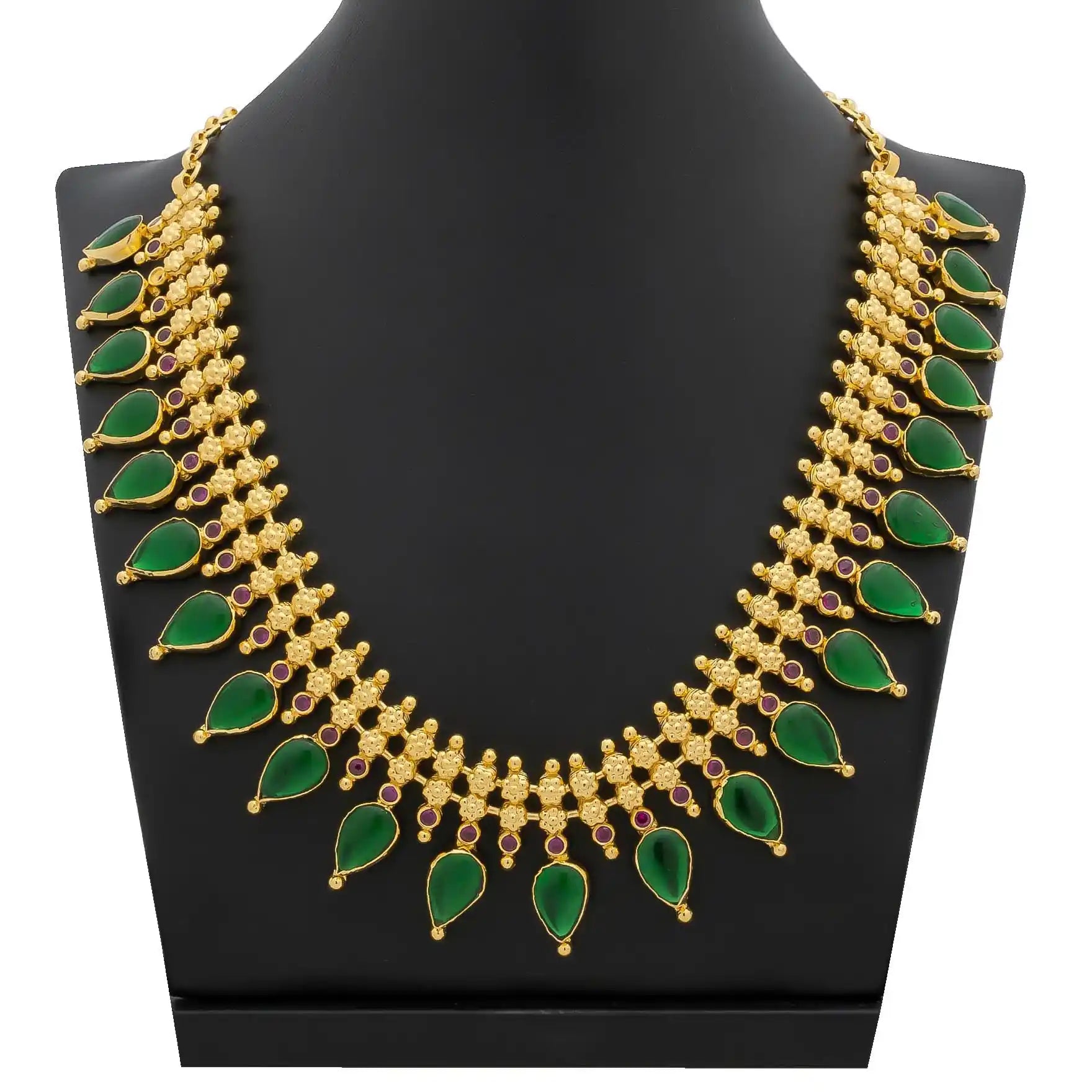 Palakka Mango Green Stone Necklace PSPKNRG1-5601