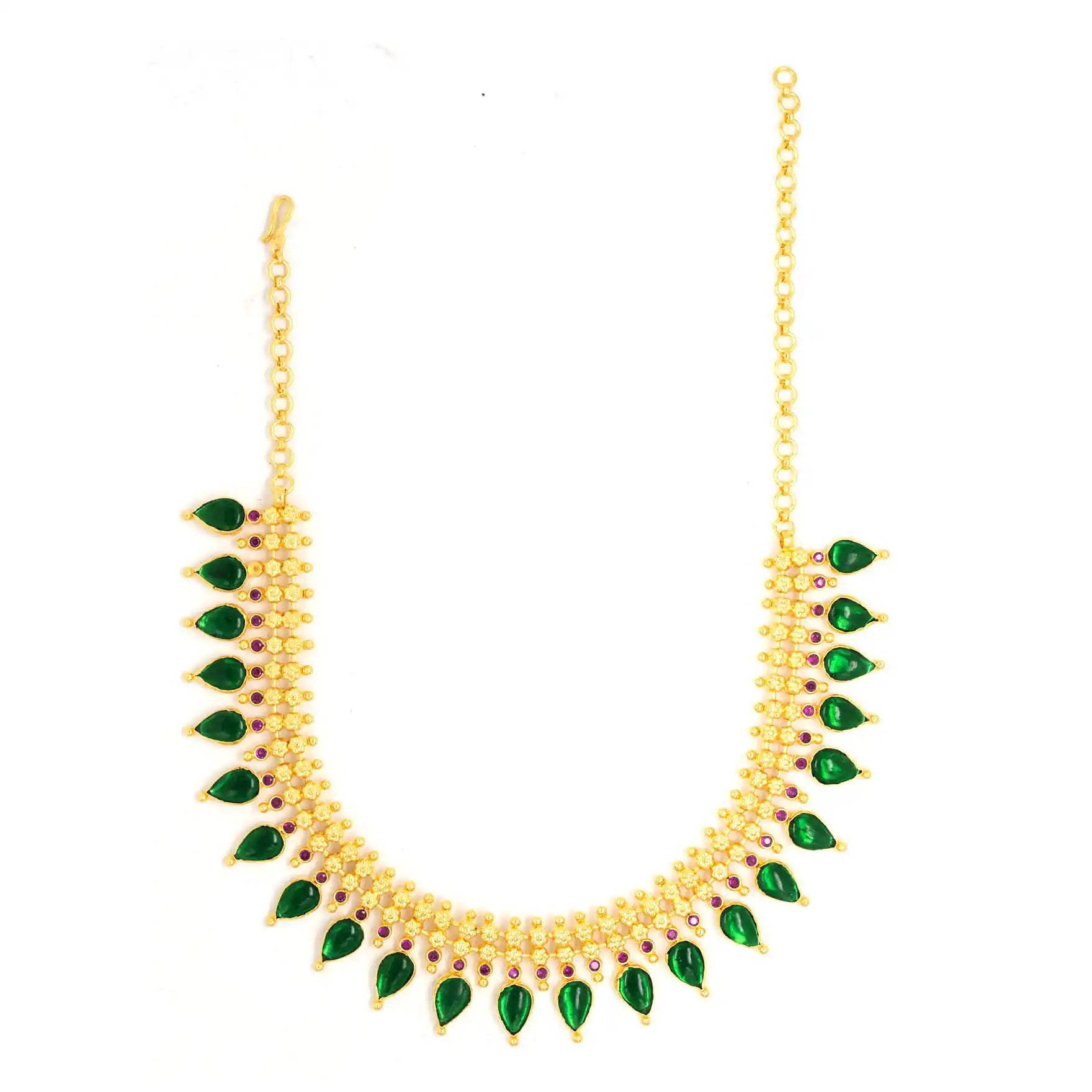 Palakka Mango Green Stone Necklace PSPKNRG1-5601