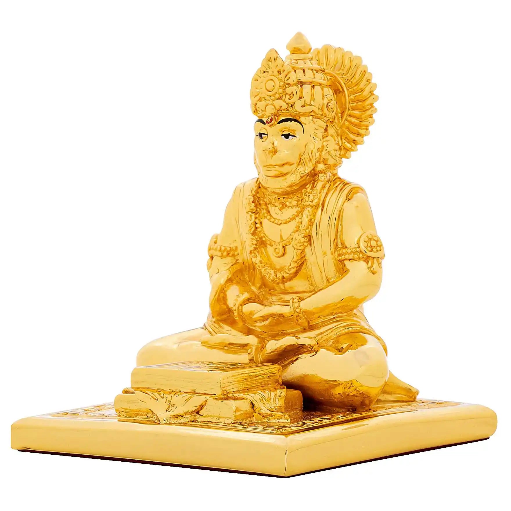 Meditating Hanuman Idol – Gold Layered Temple Style Figurine – Hindu Spiritual Statue – Pooja & Home Décor | PIDRGH5-053