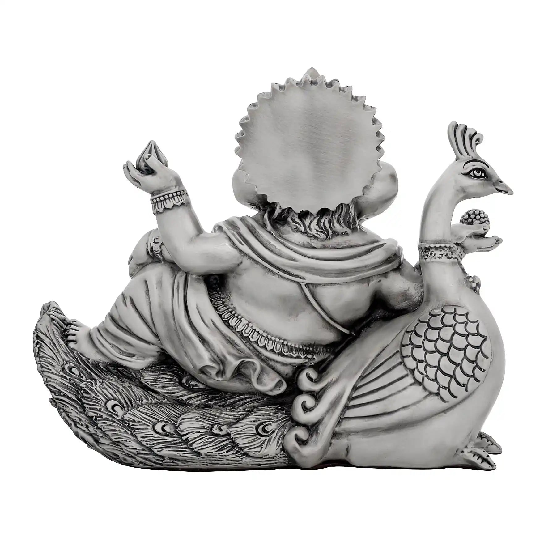 Lord Ganesha Idol with Peacock – Resting Pose – Traditional Hindu Deity Sculpture – Ganapati Home & Puja Decor | PIDRSG18-009