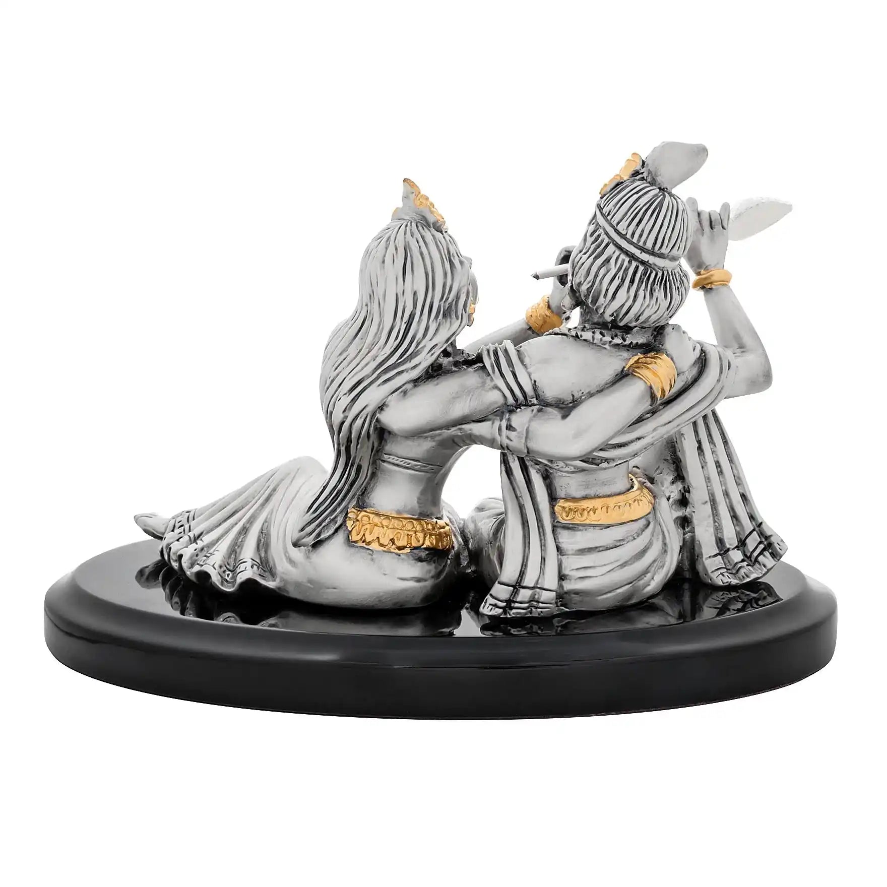Radha Krishna Idol –  Figurine Sitting Together on Base – Hindu Spiritual Statue – Pooja & Home Décor | PIDRSRK1-007