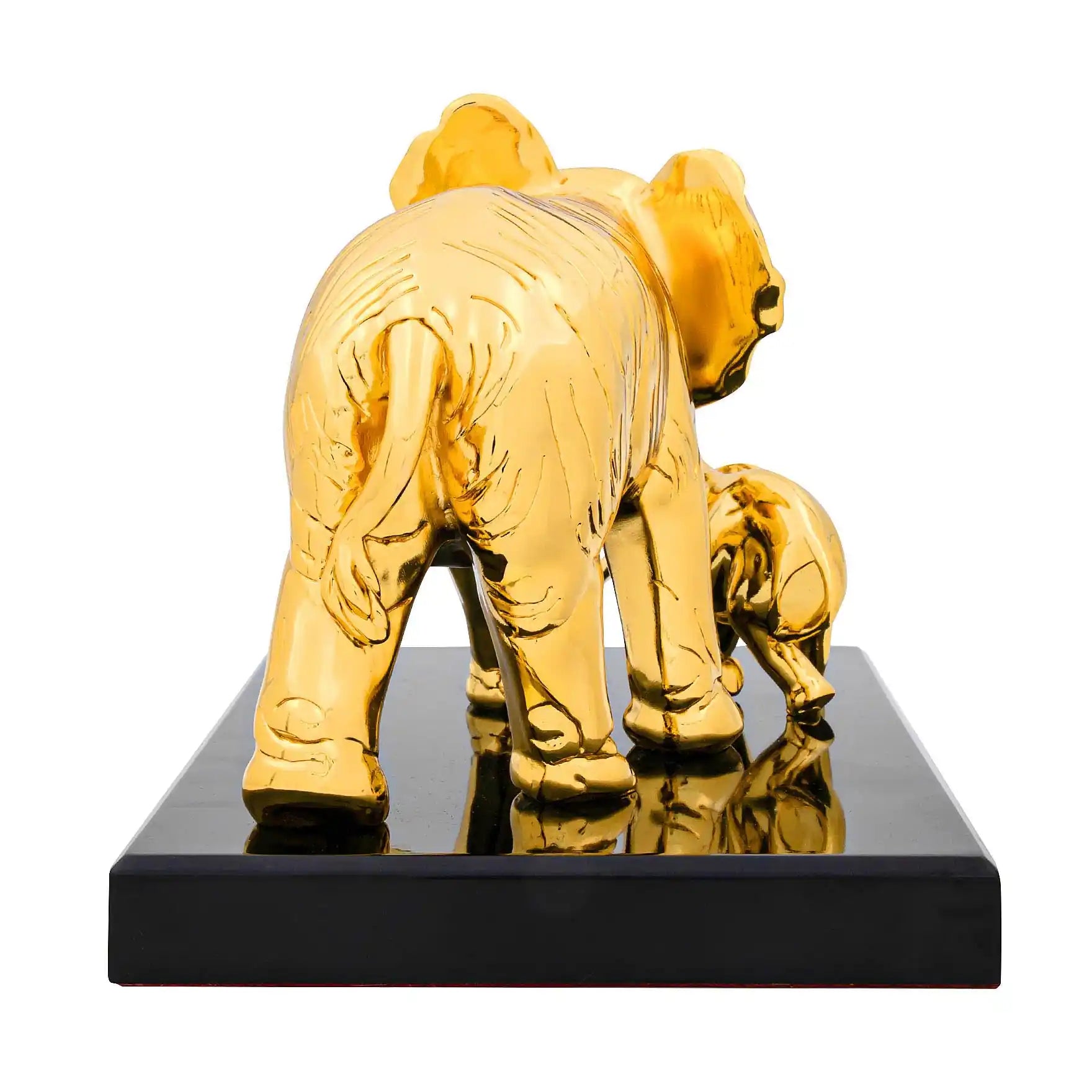 Elephant Figurine – Gold Layered Animal Showpiece with Calf – Decorative Sculpture – Home Décor & Vastu Gift | PIDRGEL14-0041