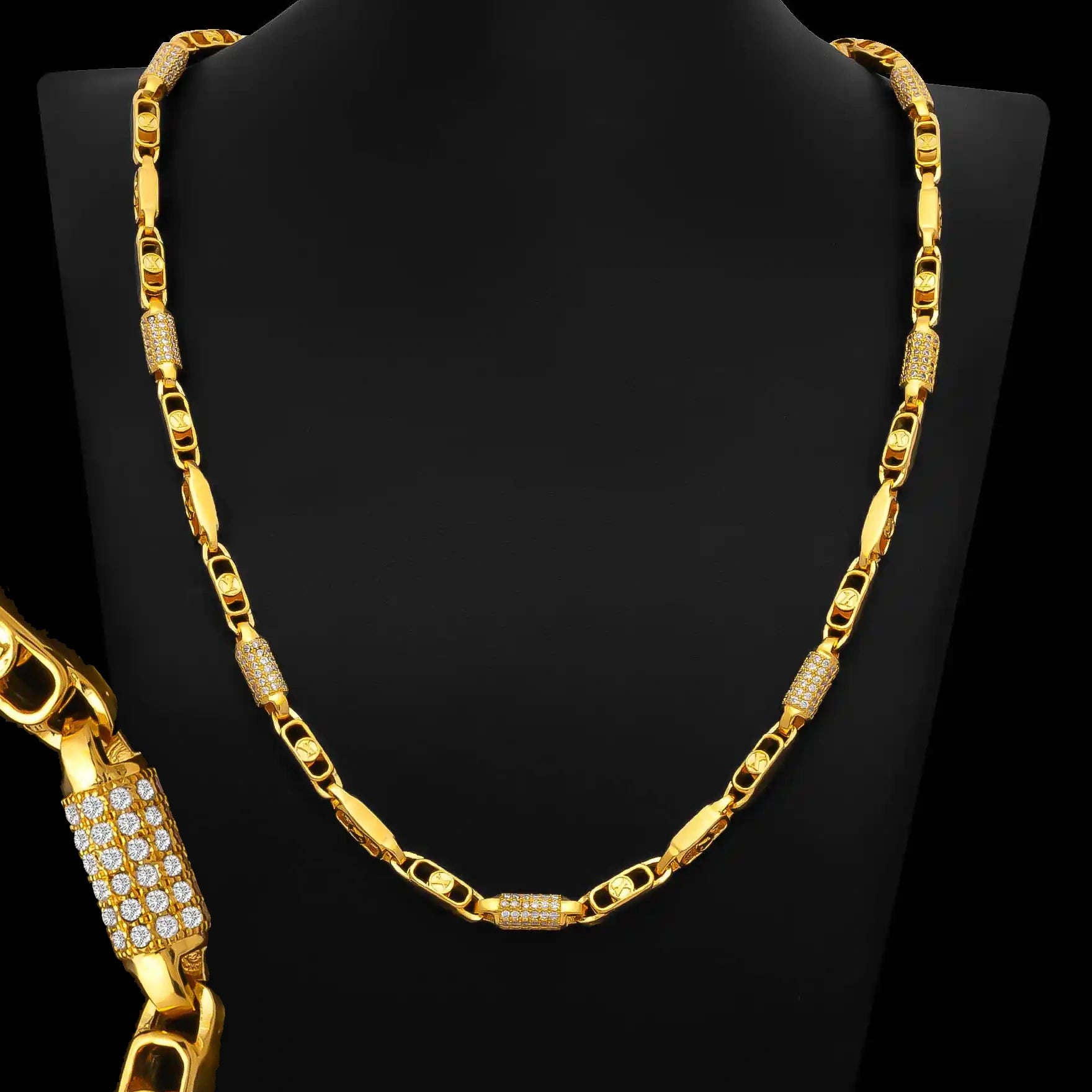 Bar Rail Two Tone Gents Chain Gold Layered