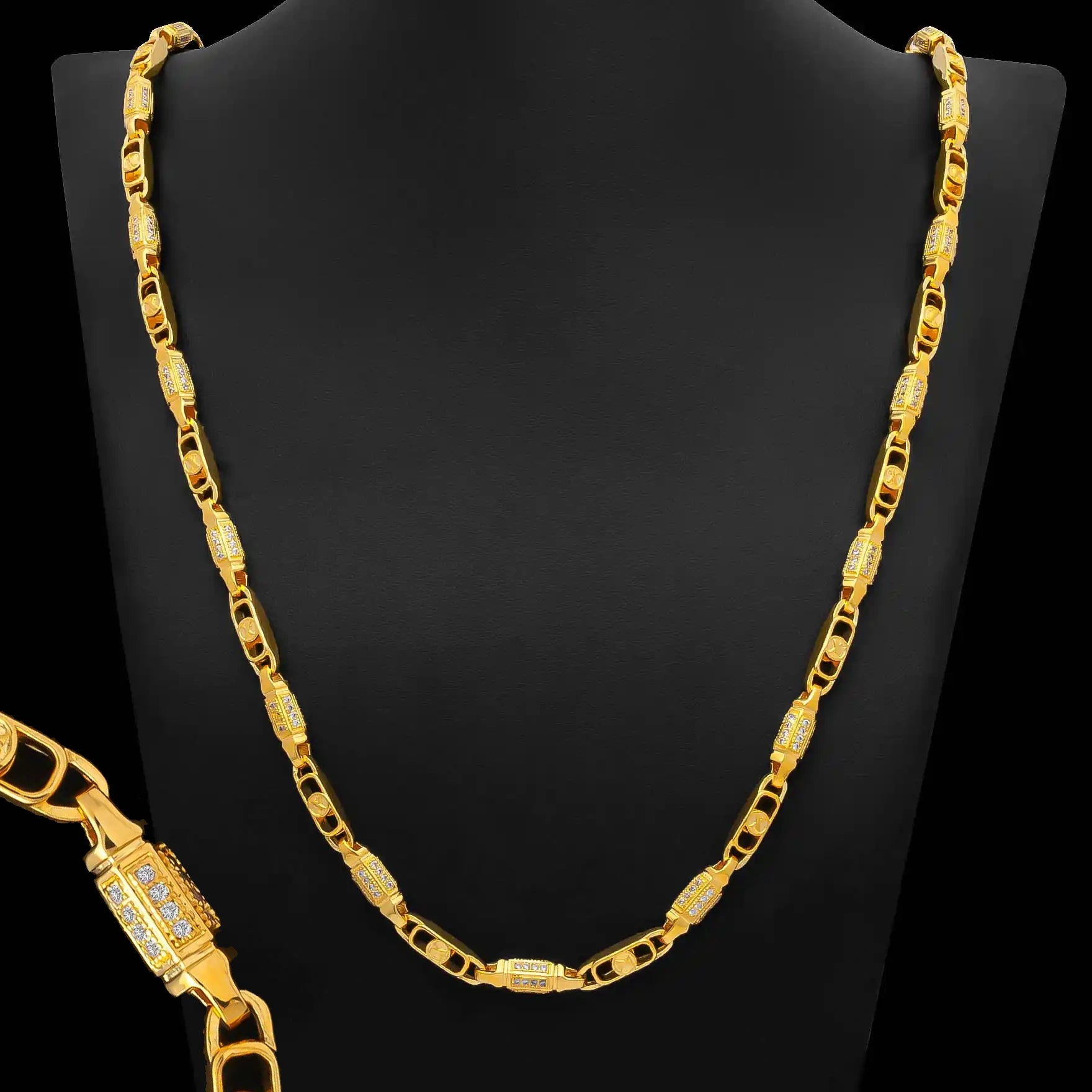 Bar Block Two Tone Gents Chain Gold Layered