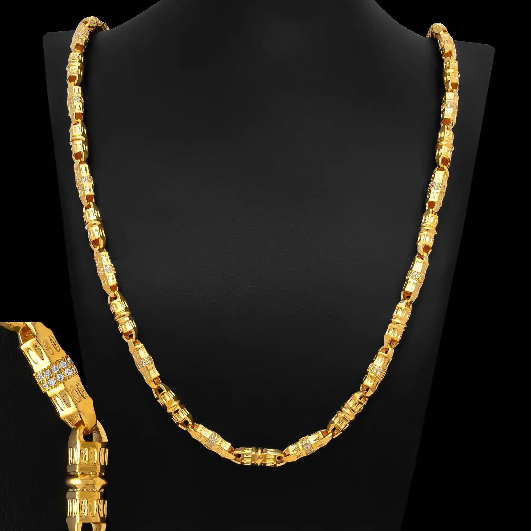 Bar Link Two Tone Gents Chain Gold Layered