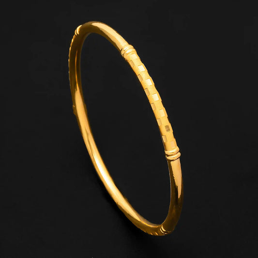 Bar Accent Slim Bangle Gold Layered – Classic Bangle, Geometric or Modern, Engraved Work – product view 1