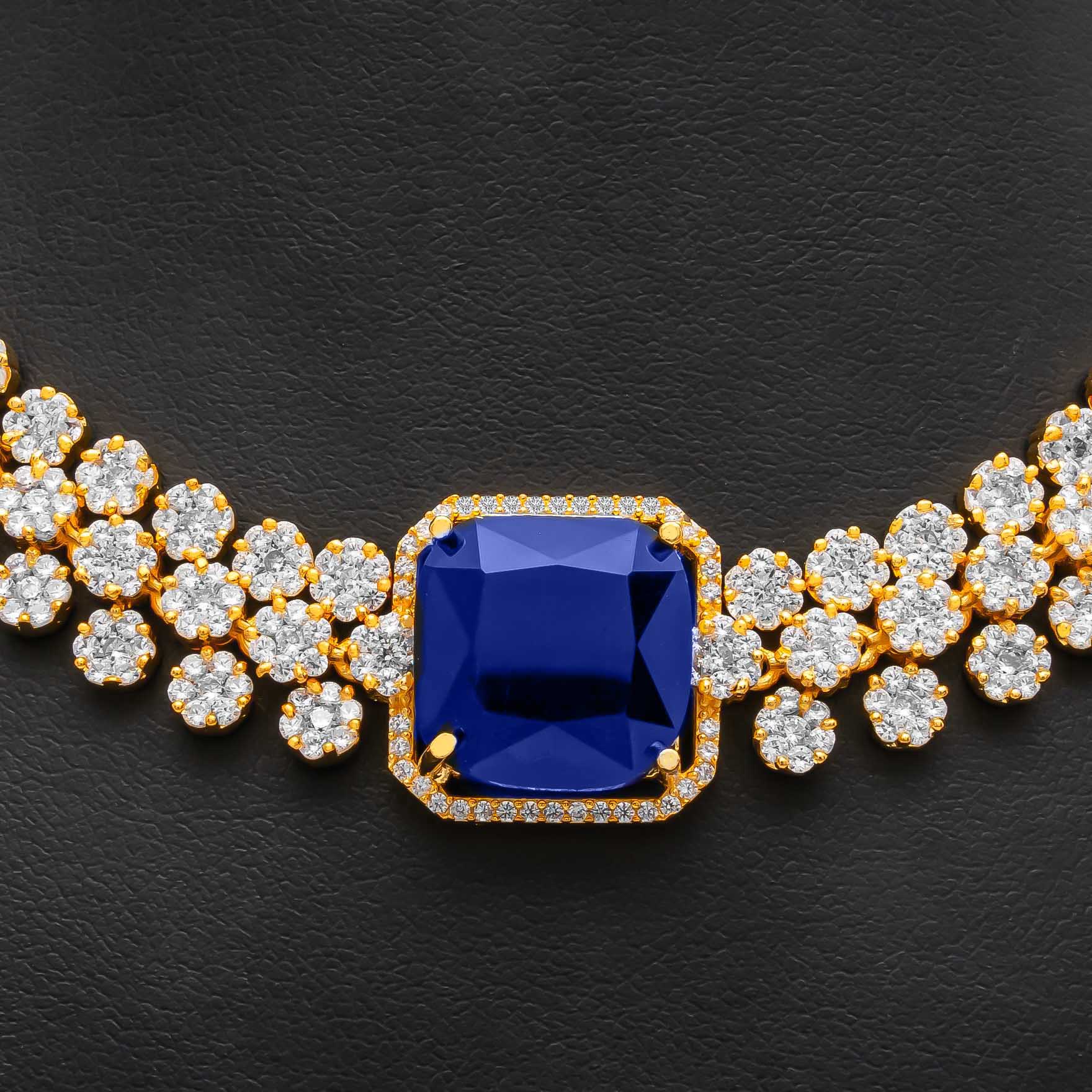 PREMIUM STONE NECKLACE WITH STUDS PMSNS72WBL-008, PMSJST1WBL-054