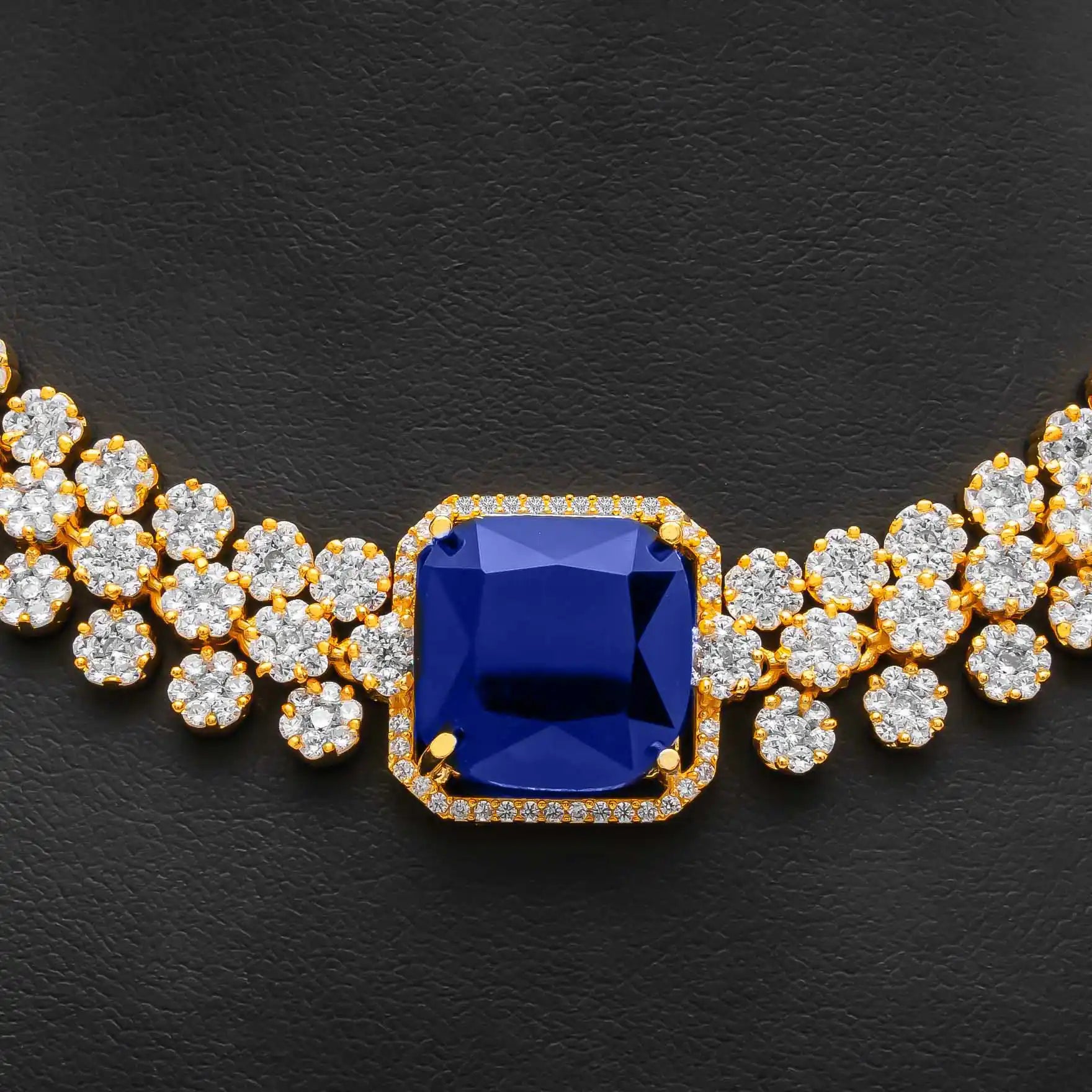 PREMIUM STONE NECKLACE WITH STUDS PMSNS72WBL-008, PMSJST1WBL-054
