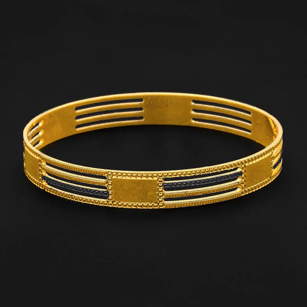 Bar Line Two Tone Bangle Rhodium Finish