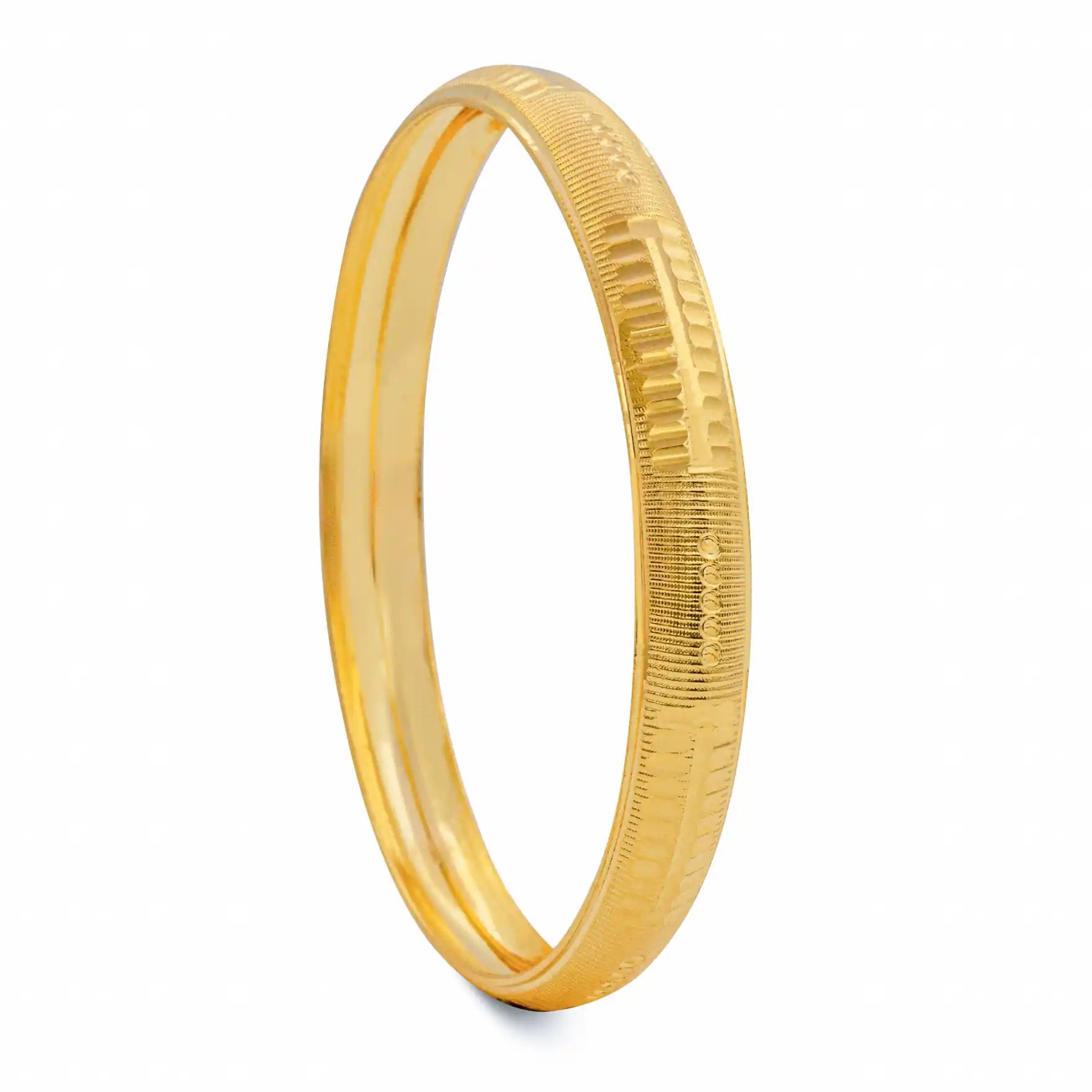 Ribbed Edge Bangle Gold Layered