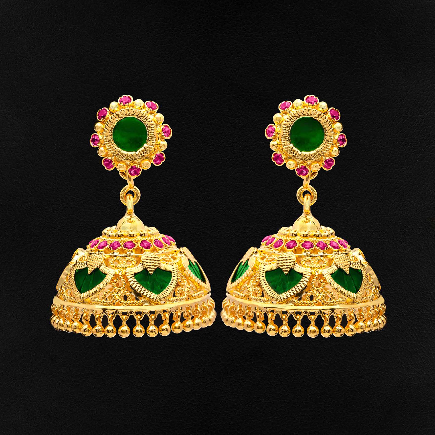 Best Gold Plated Green Jimika Earrings | Parakkat Jewels