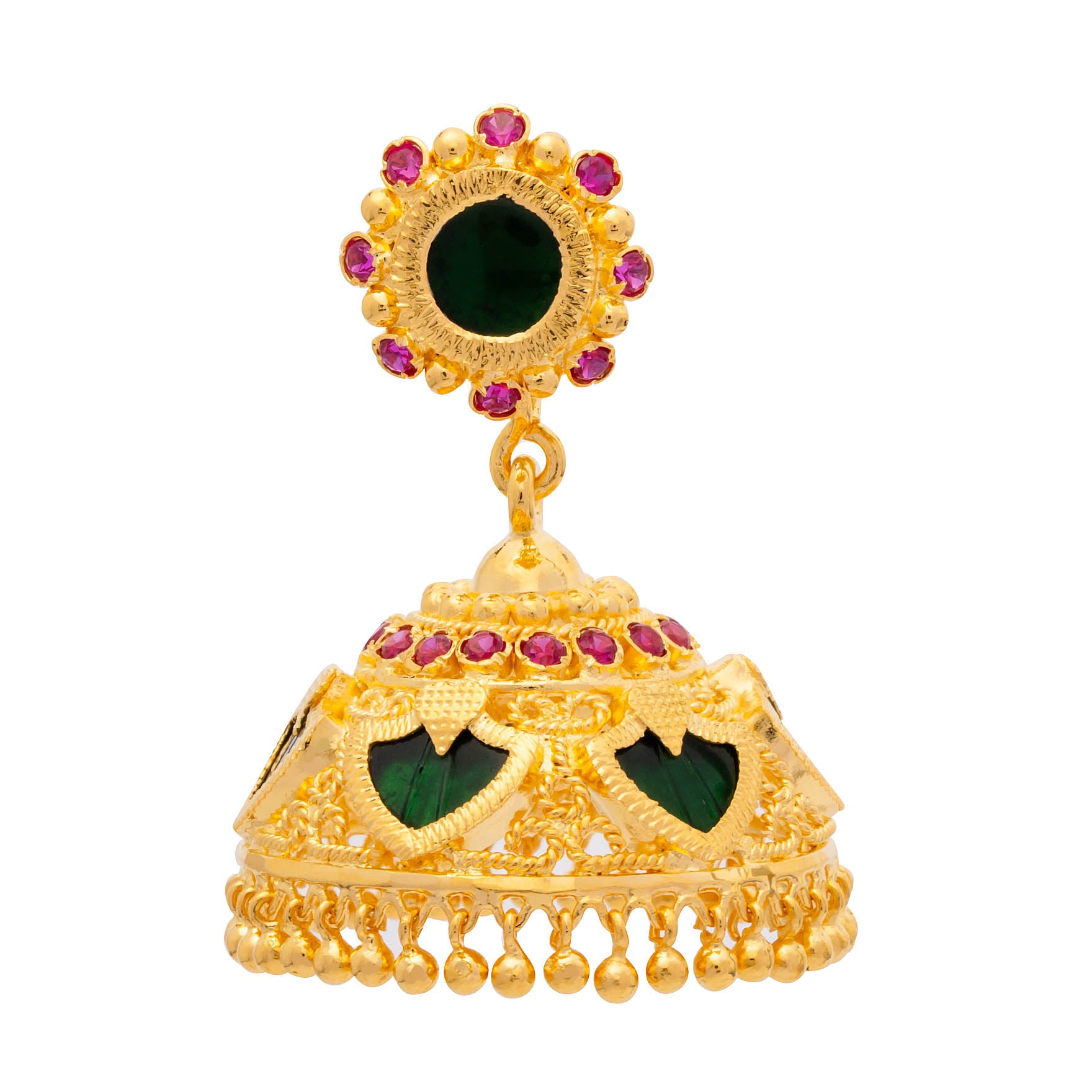 Buy Best Gold Plated Green Jimika Earrings For Women | Parakkat Jewels