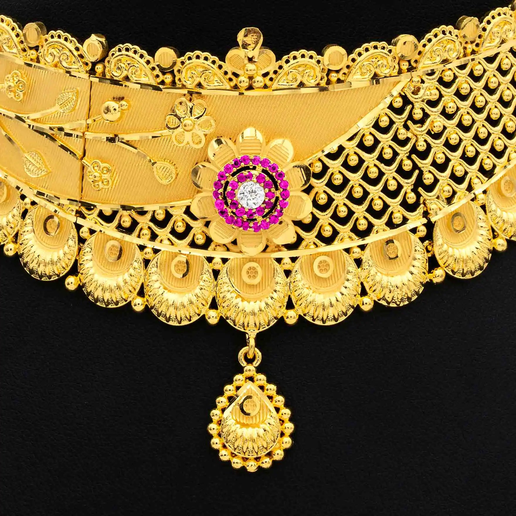 STONE NECKLACE SHORT WITH GOLDEN STUD PSNS9WR-0321, PSHST57WR-081
