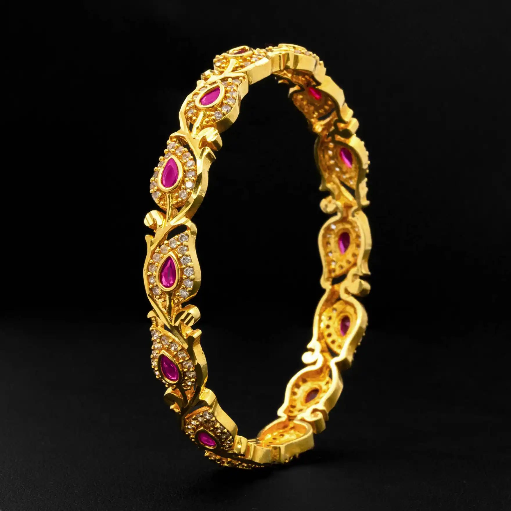 24ct Heavy Gold Layered Stone Bangle PSB10WR-004