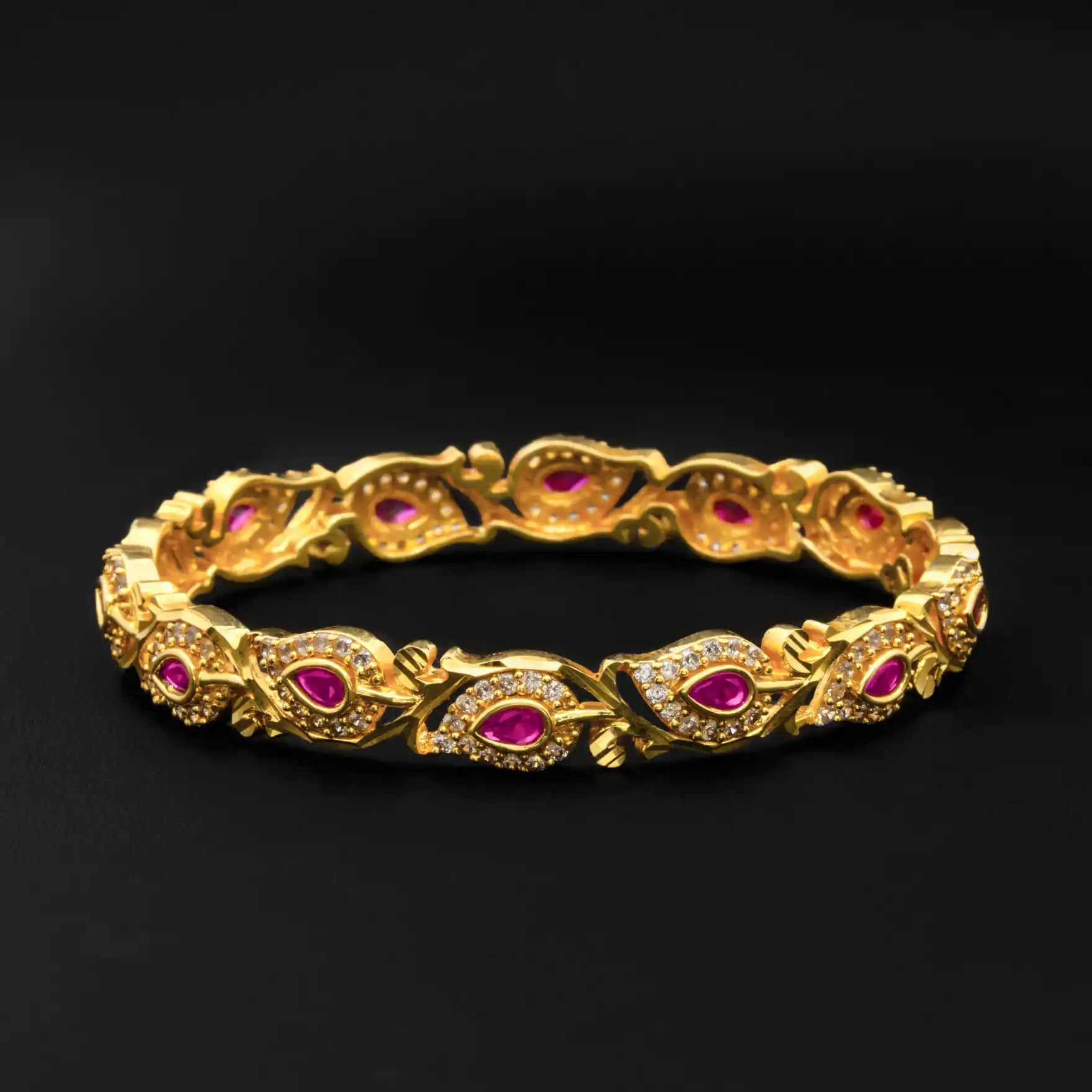 24ct Heavy Gold Layered Stone Bangle PSB10WR-004