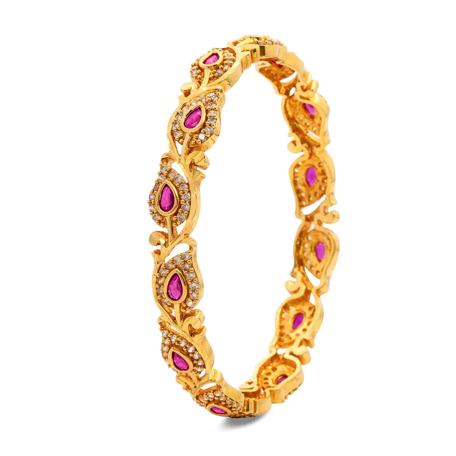 24ct Heavy Gold Layered Stone Bangle PSB10WR-004