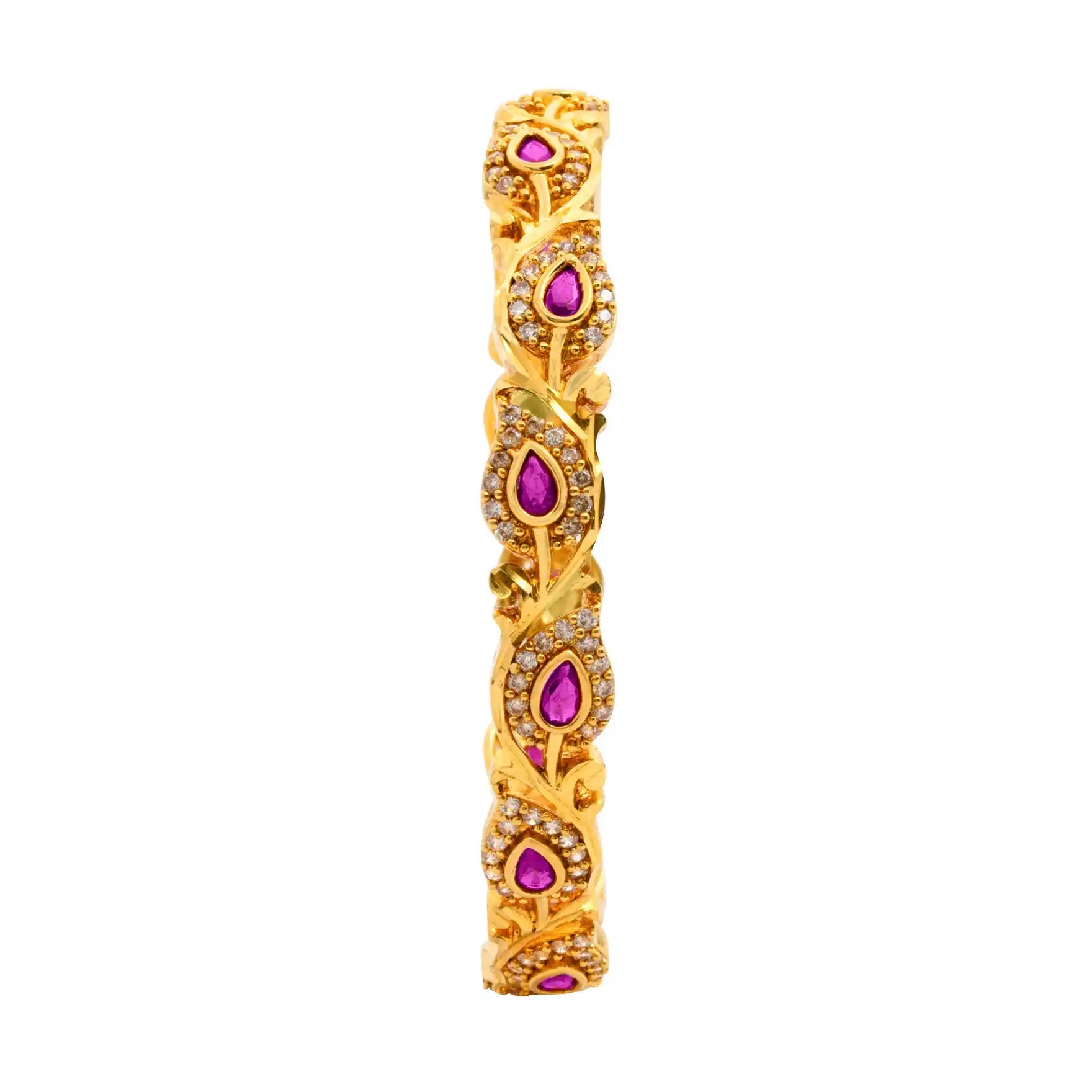 24ct Heavy Gold Layered Stone Bangle PSB10WR-004