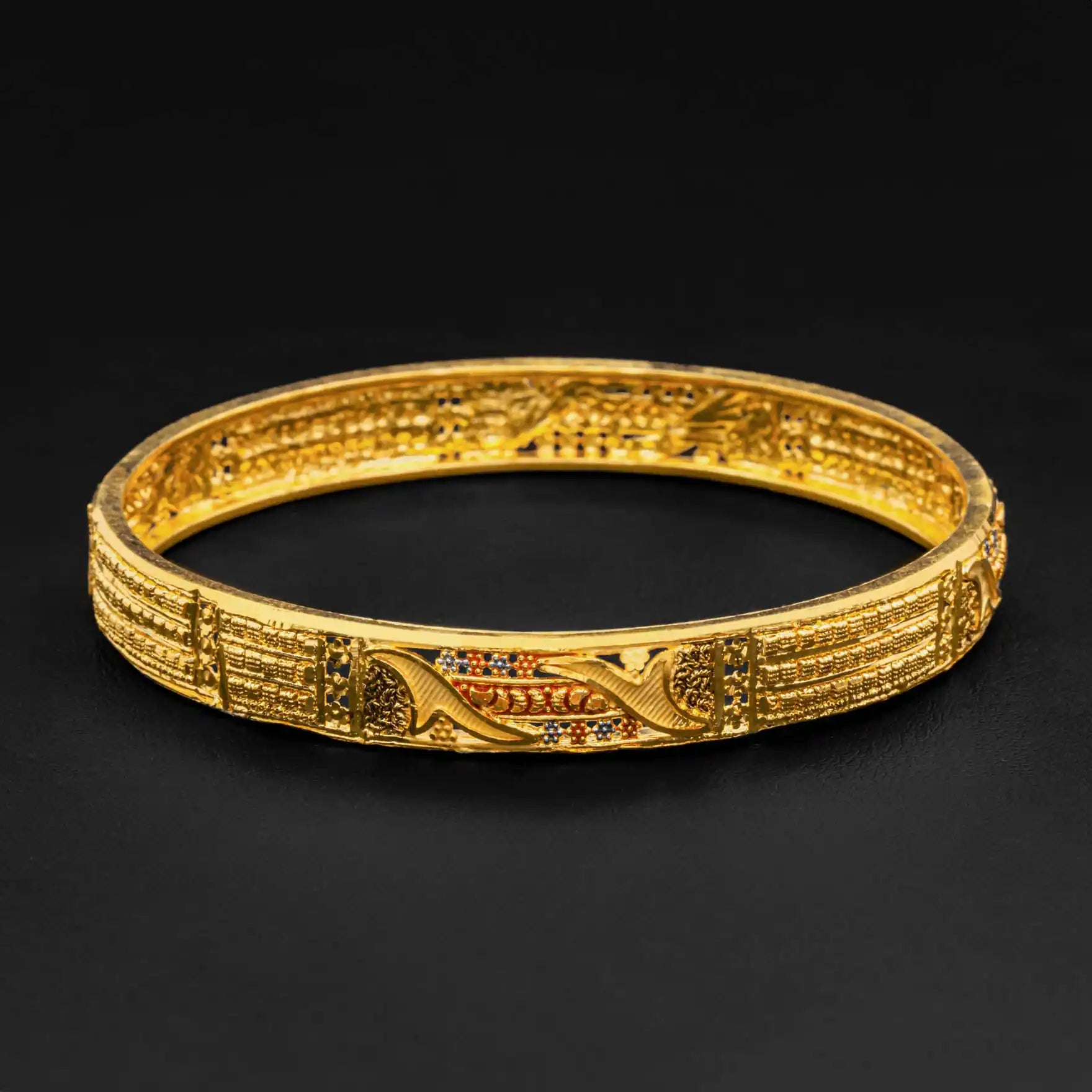 24ct Heavy Gold Layered Enamel Bangle PEB3-032