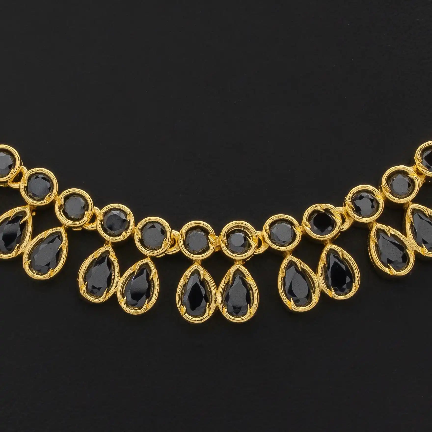 STONE NECKLACE LONG WITH GOLDEN STUD PSNS65BL-085, PSHST121B-061