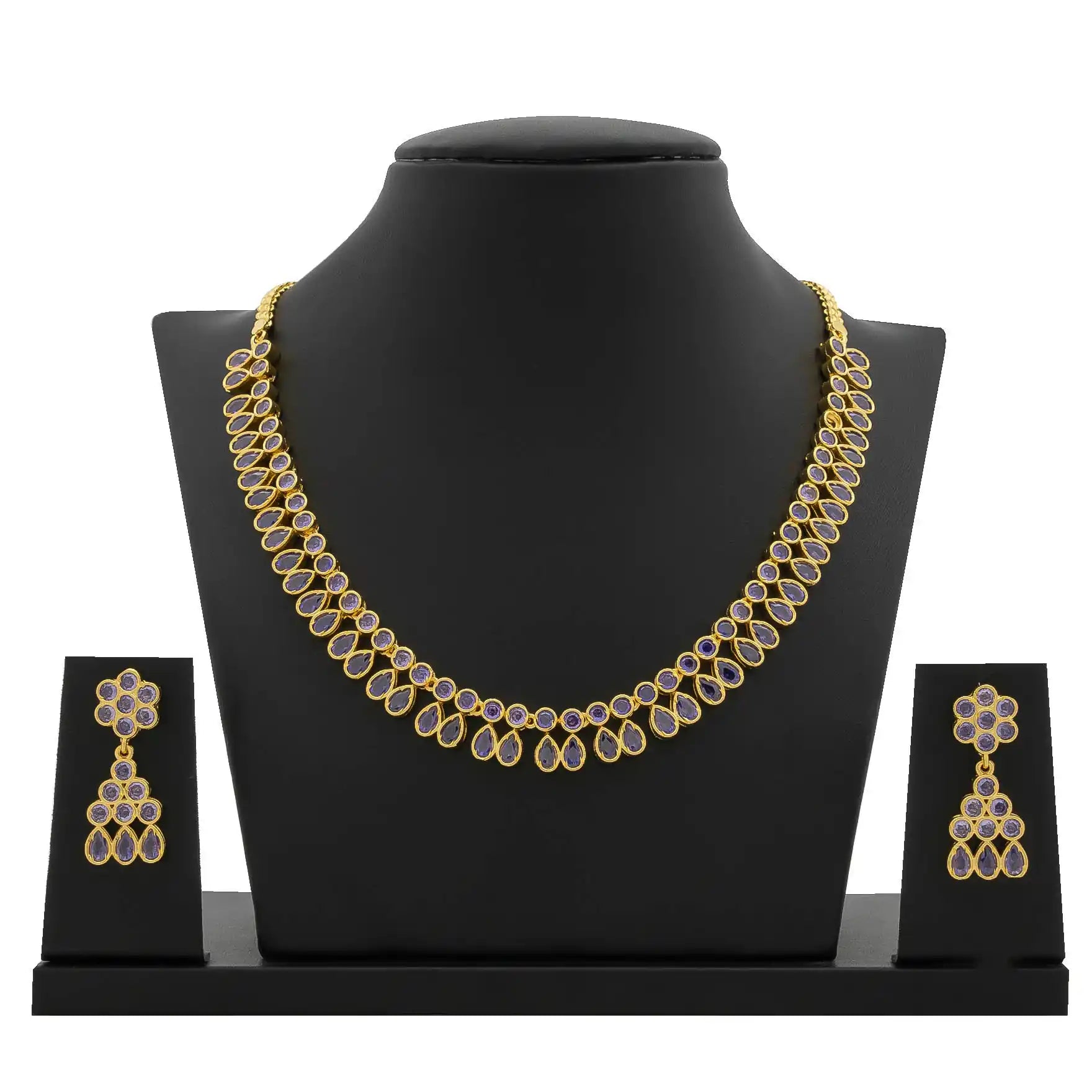 STONE NECKLACE LONG WITH GOLDEN STUD PSNS95V-036, PSHST121V-061