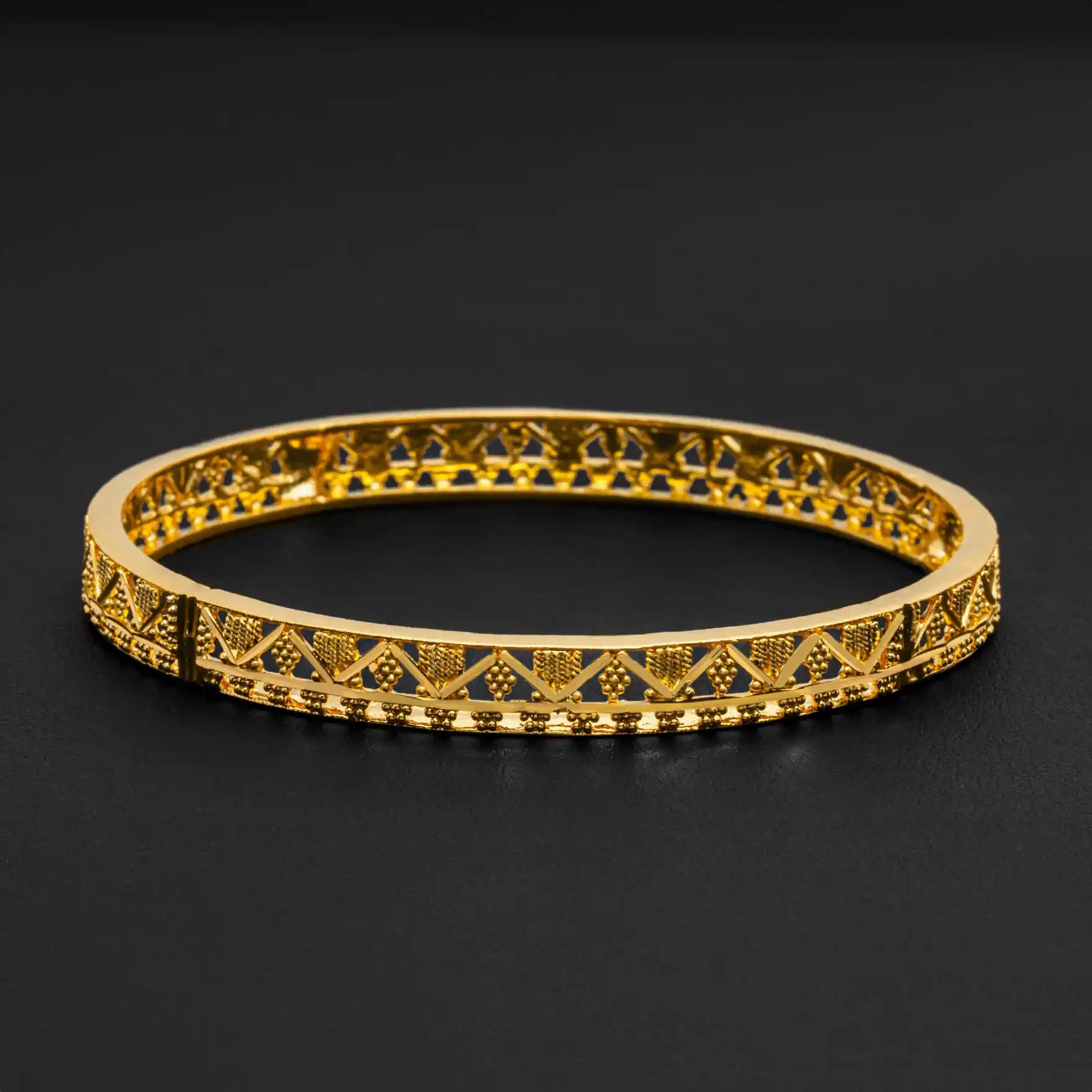 24ct Heavy Gold Layered Boho Style Bangle PGB132-571