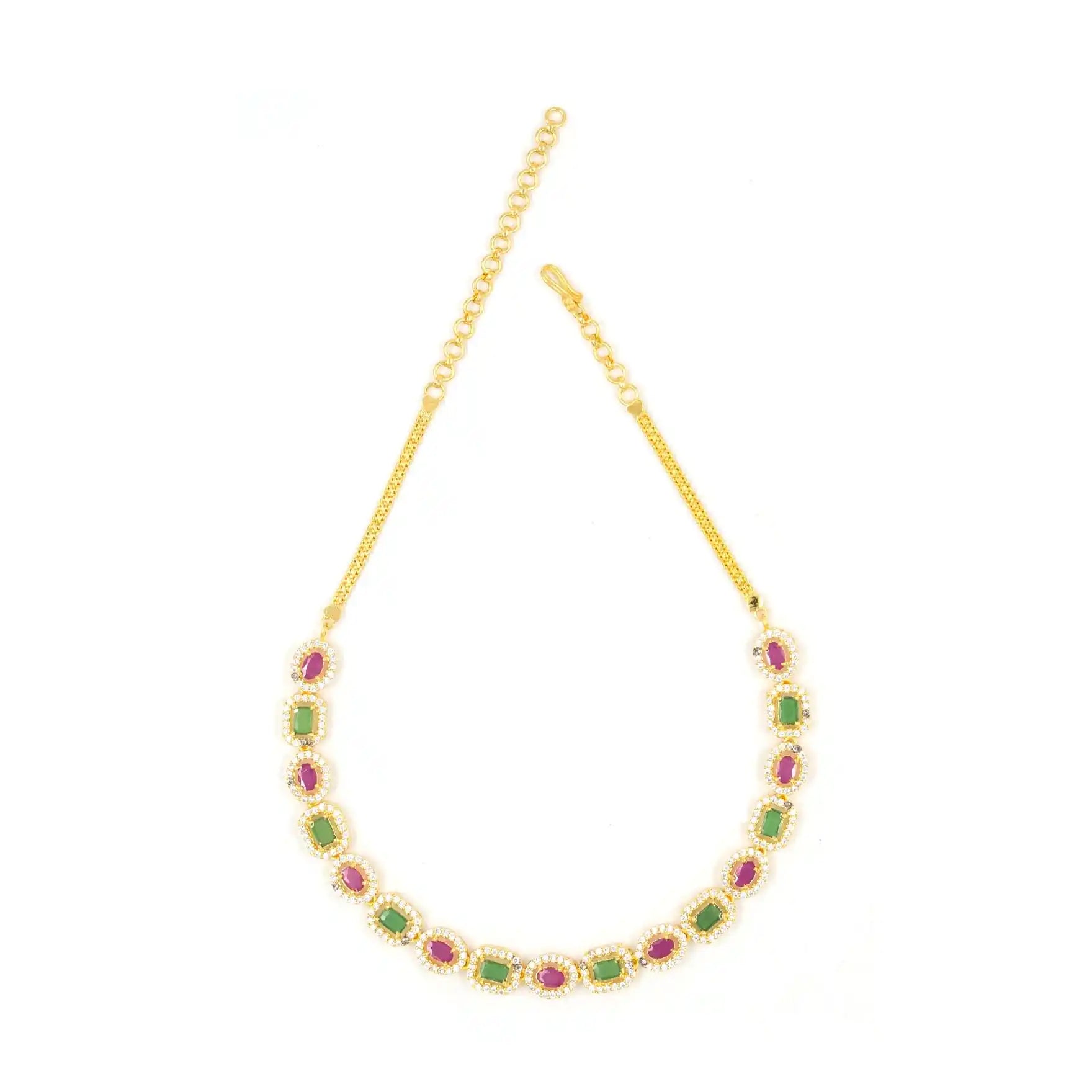 STONE NECKLACE LONG WITH GOLDEN STUD PSNS85WRG-036, PSHST74wRG-081