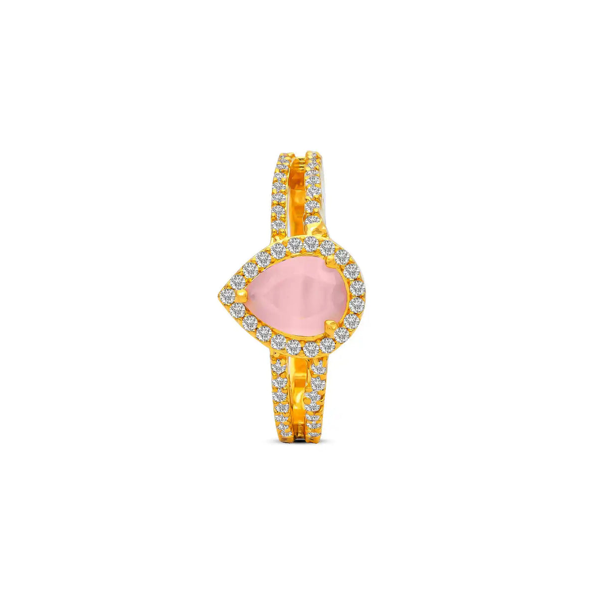 Pink Oval Cabochon Band Ring Gold Layered
