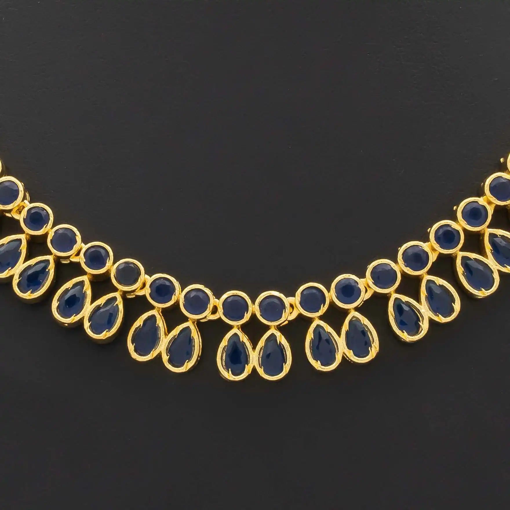STONE NECKLACE LONG WITH GOLDEN STUD PSNS95BL-036, PSHST121BL-061