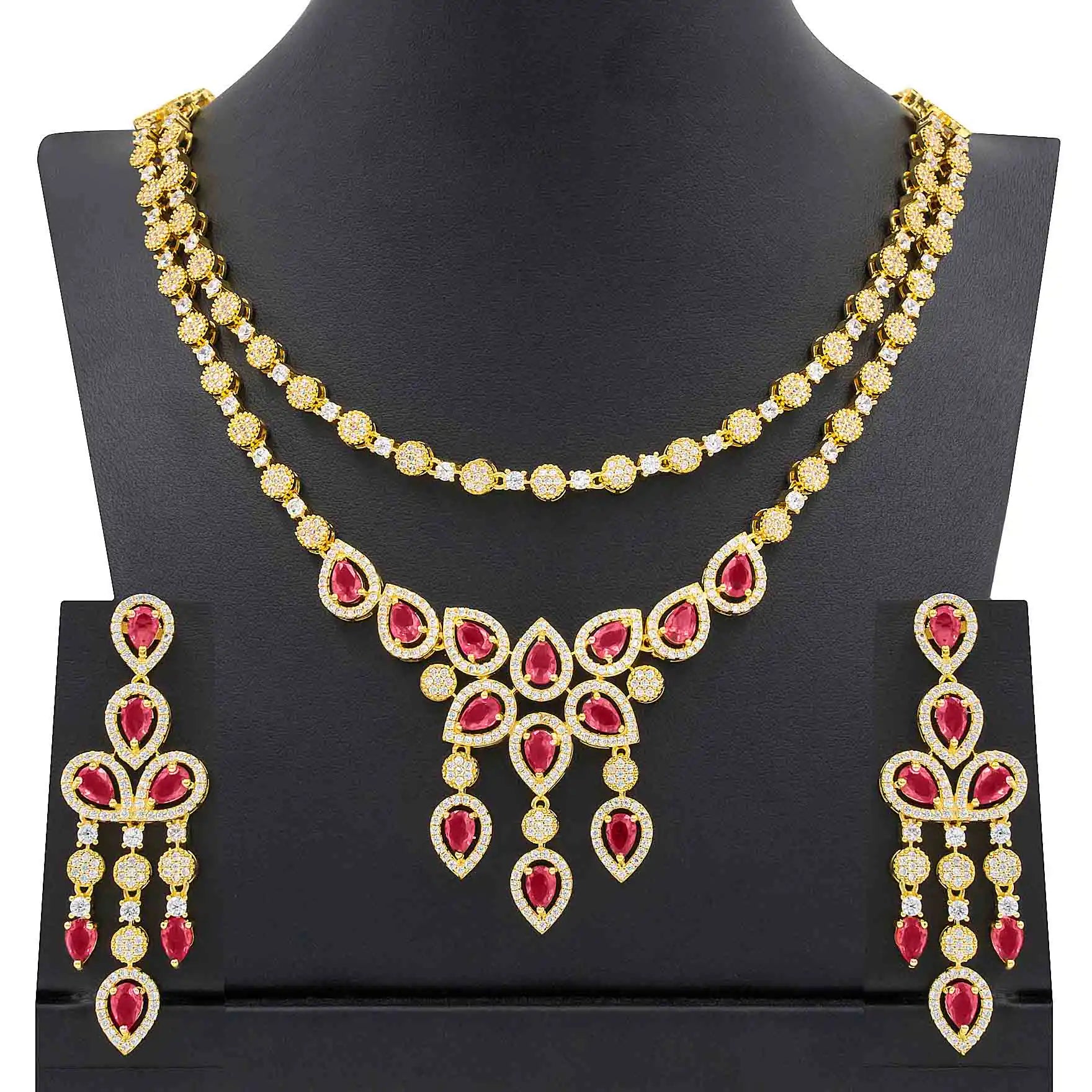 24ct Gold Layered Stone Necklace with stud PMSNS4WX-0021, PMSHST14WX-052
