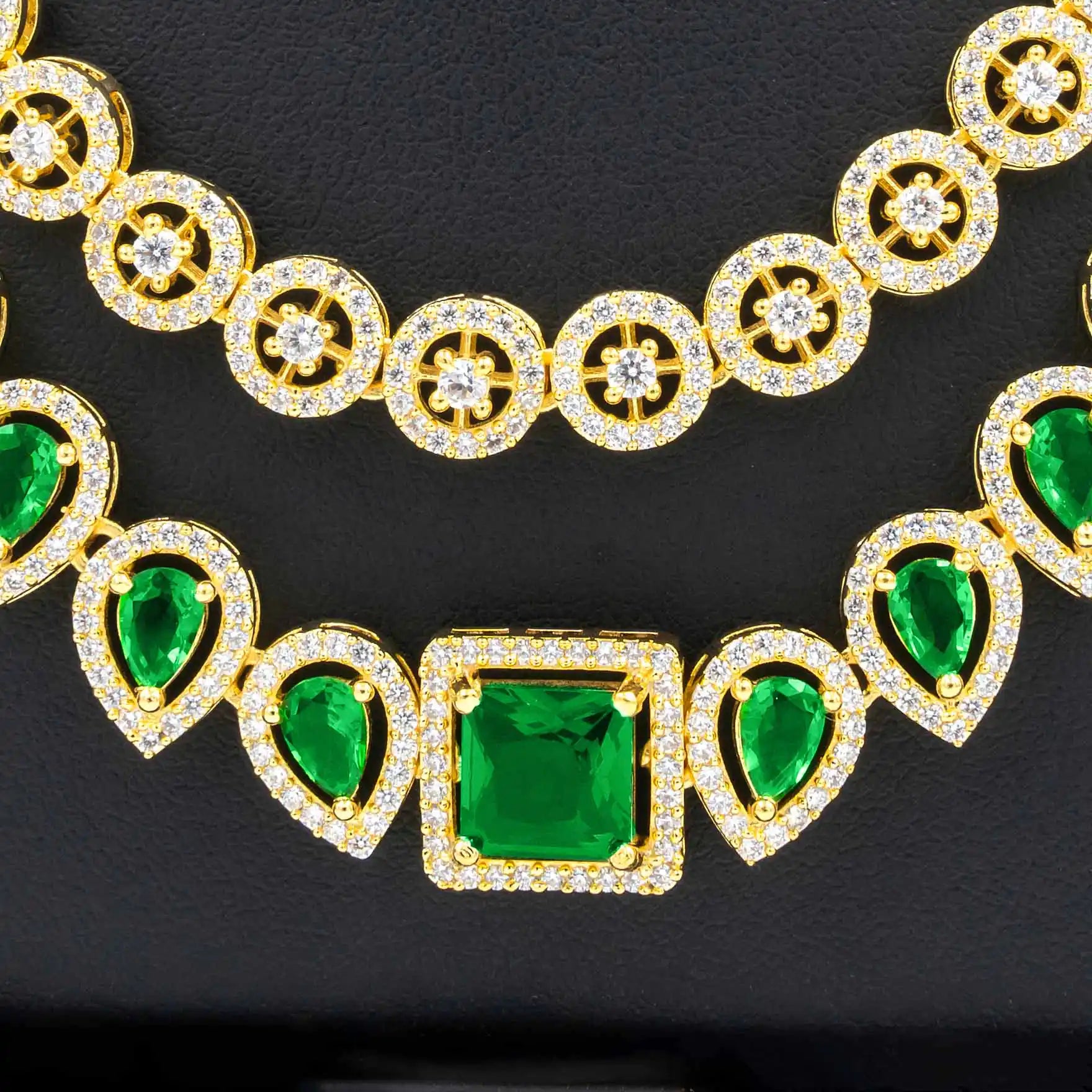 24ct Gold Layered Stone Necklace with stud PMSNS9WG-0021, PMSHST20WG-082