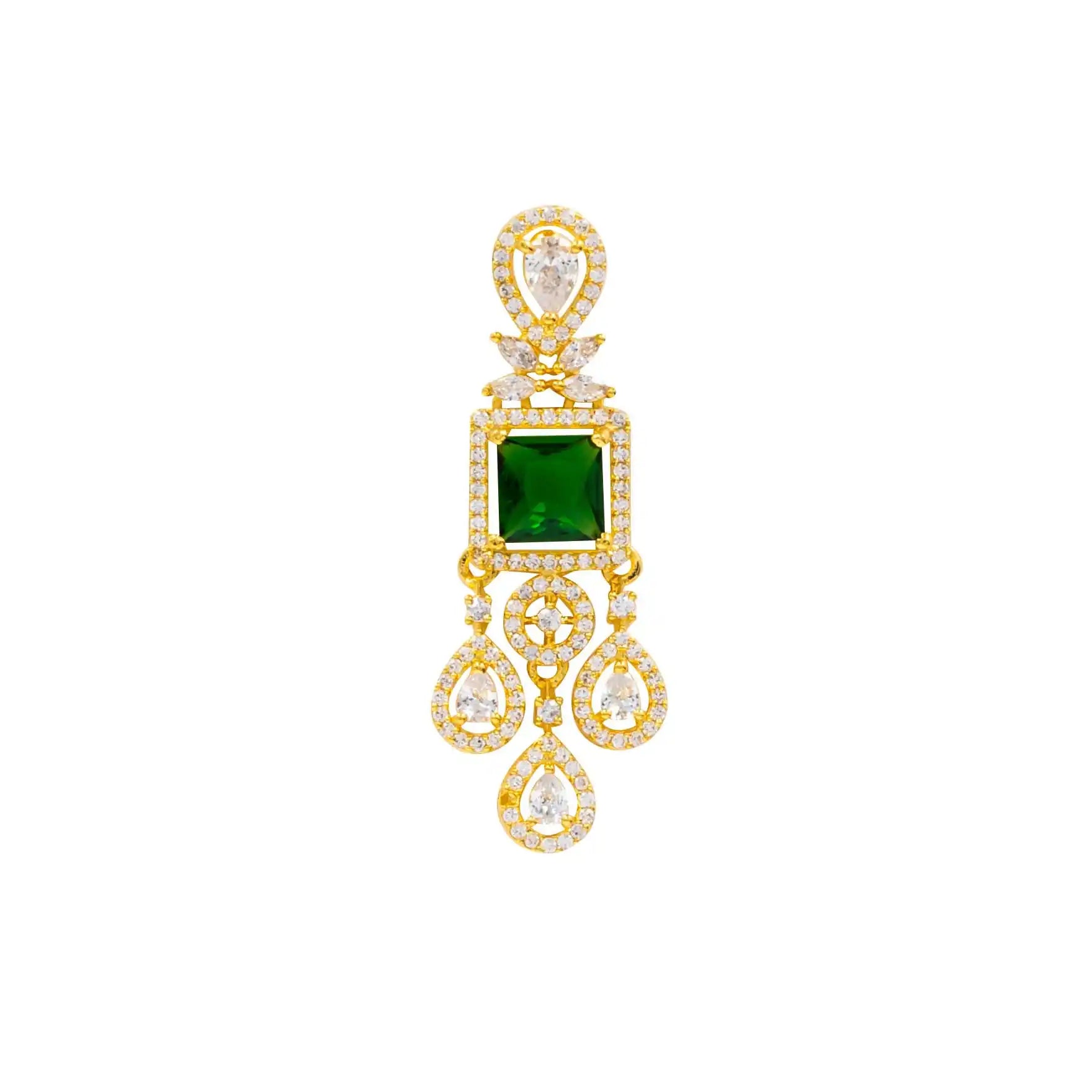 24ct Gold Layered Stone Necklace with stud PMSNS9WG-0021, PMSHST20WG-082