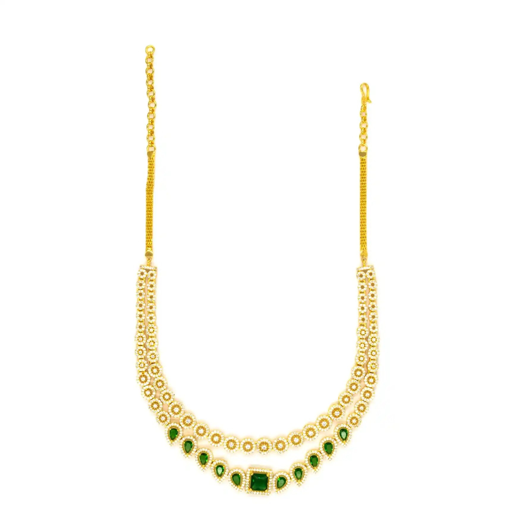 24ct Gold Layered Stone Necklace with stud PMSNS9WG-0021, PMSHST20WG-082