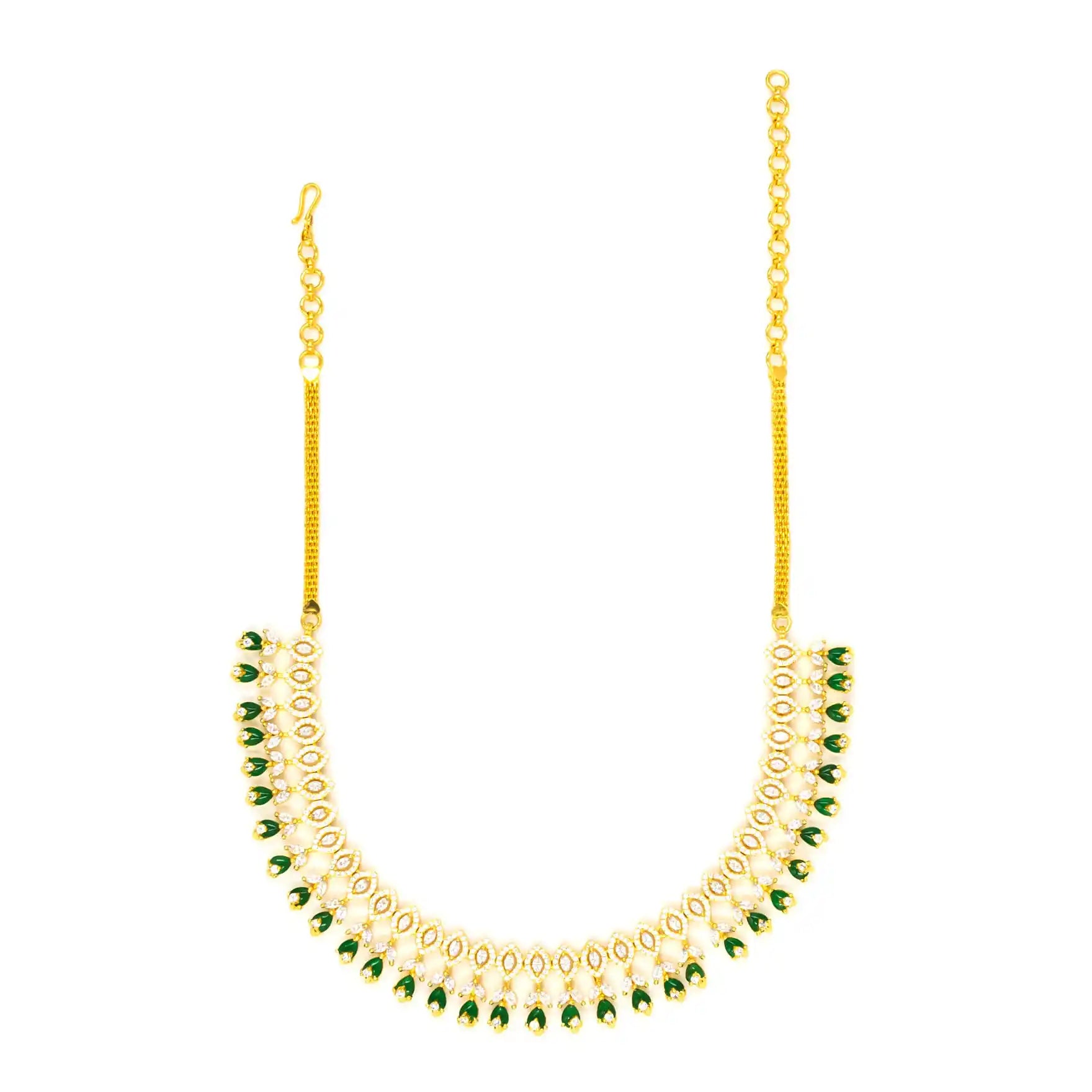PREMIUM STONE NECKLACE SHORT WITH STUD PMSNS55WG-0021, PMSHST15WG-052