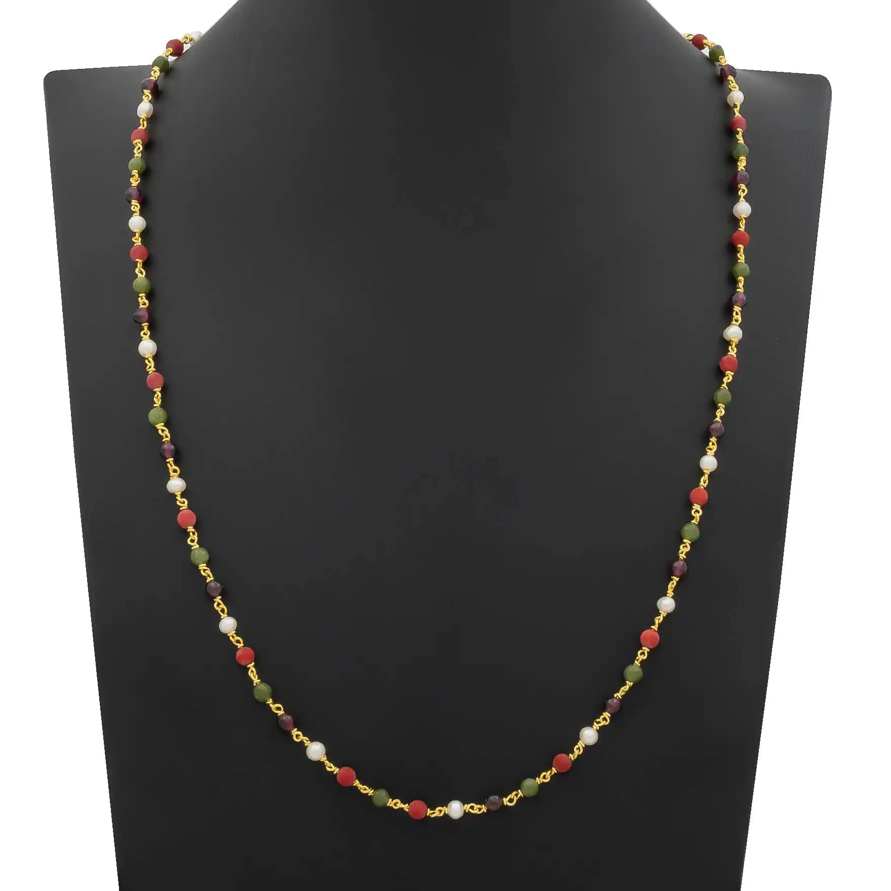 Coral Pearl Stone Gold Plated chain
