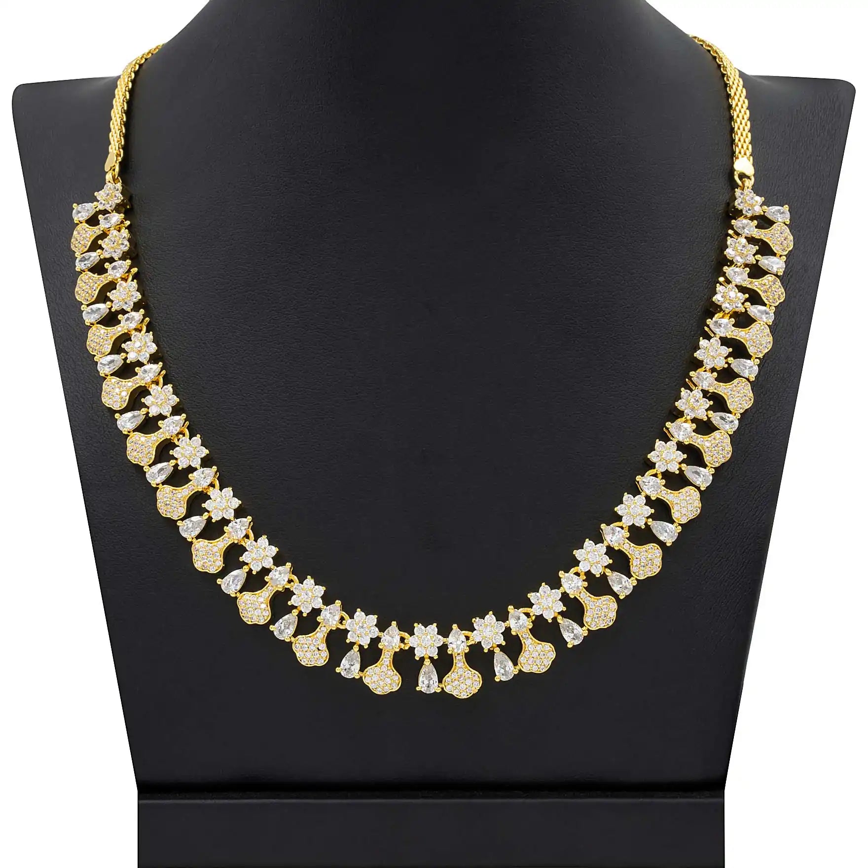 PREMIUM STONE NECKLACE SHORT WITH STUD  PMSNS26W-009, PMSHST63W-052
