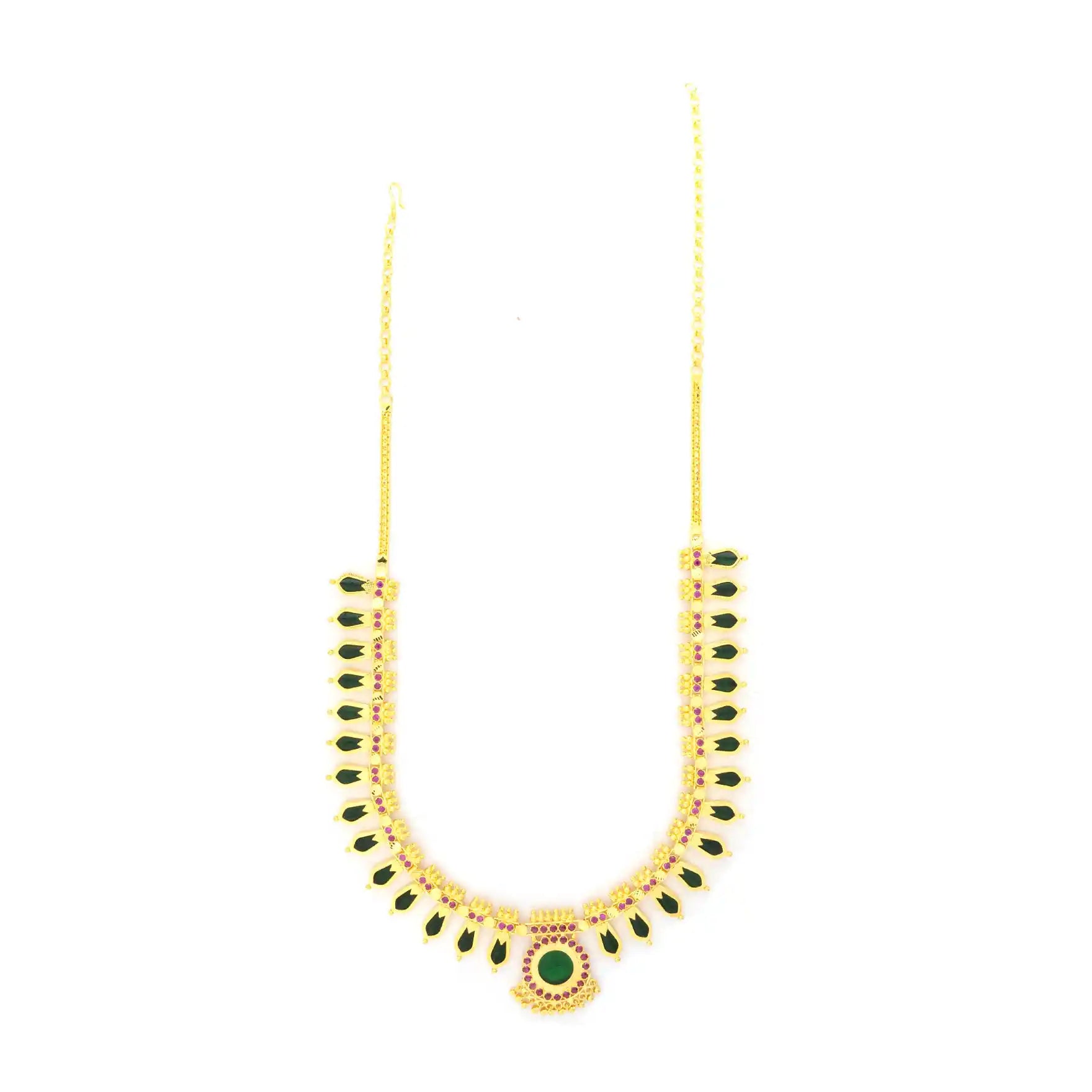 Palakka Nagapadam Green Stone Necklace PSPKNNG4-0921