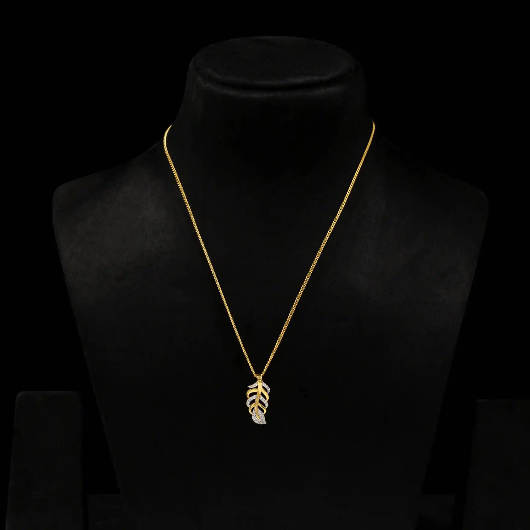 Rhodium leaf pendant necklace PRSNS32W-033