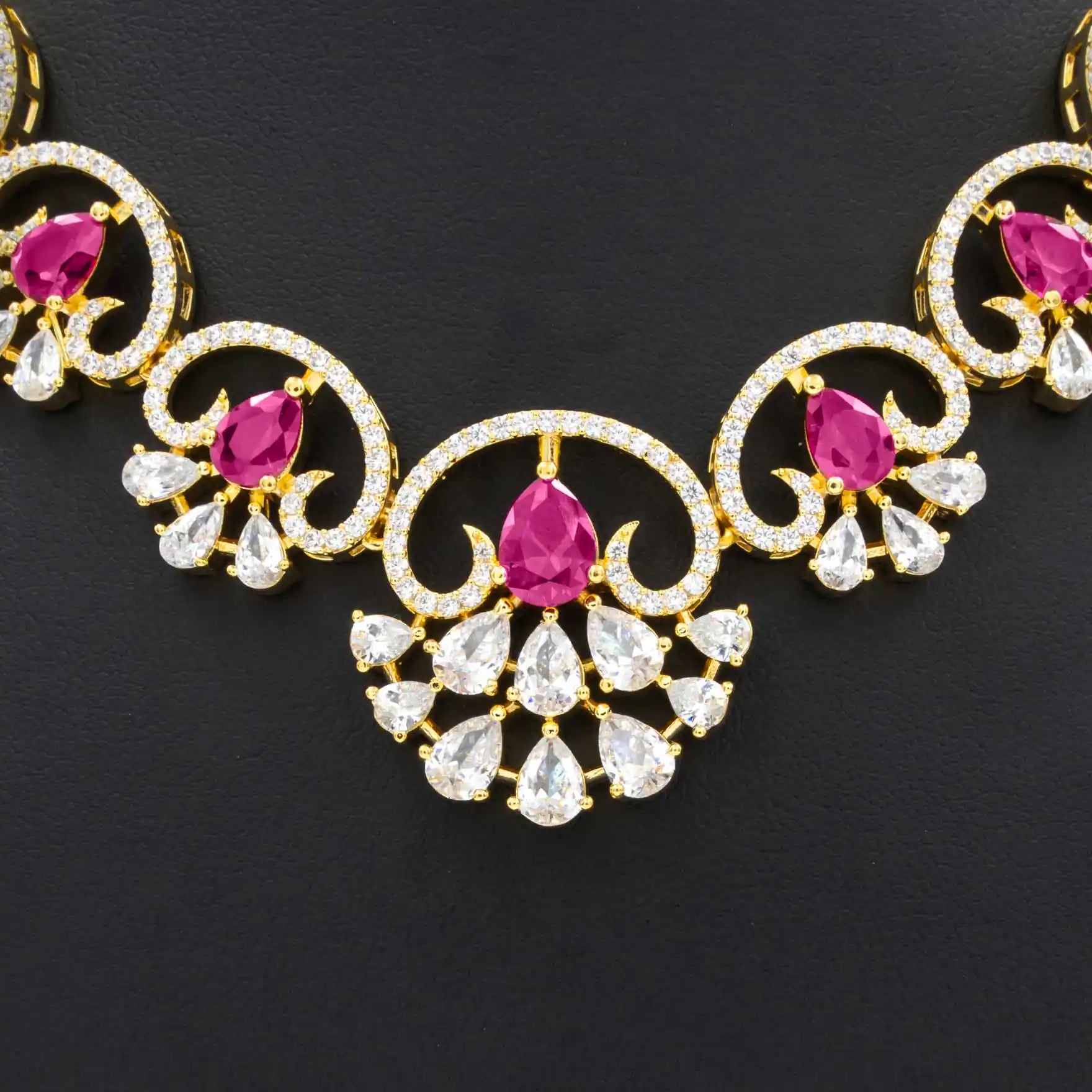 24ct Gold Layered Stone Necklace with stud PMSNS3WR-009, PMSHST12WR-022