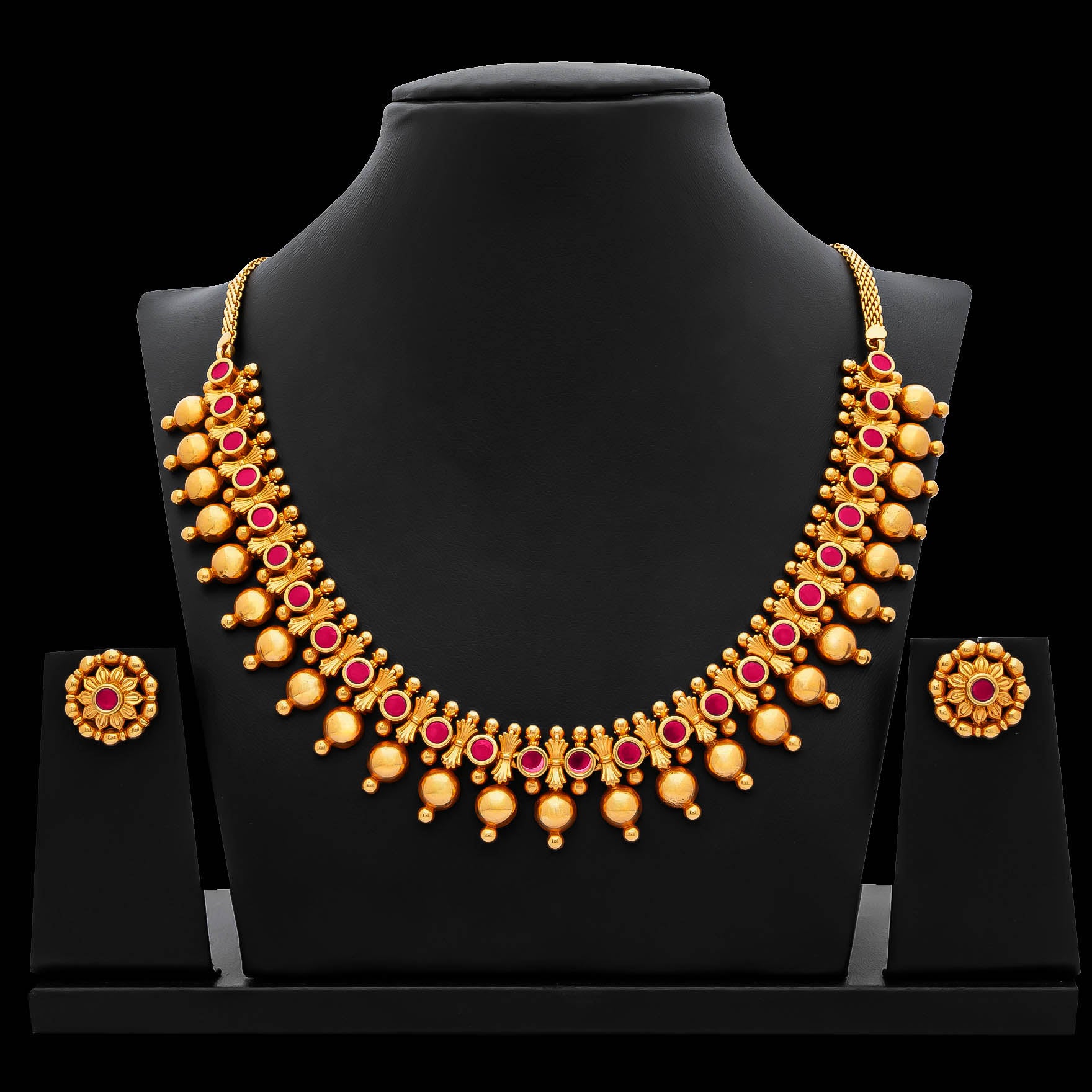 SRESHTA COLLECTION GERU NECKLACE WITH STUD PSGRNSSR106-036, PSGRSTSR25R-041