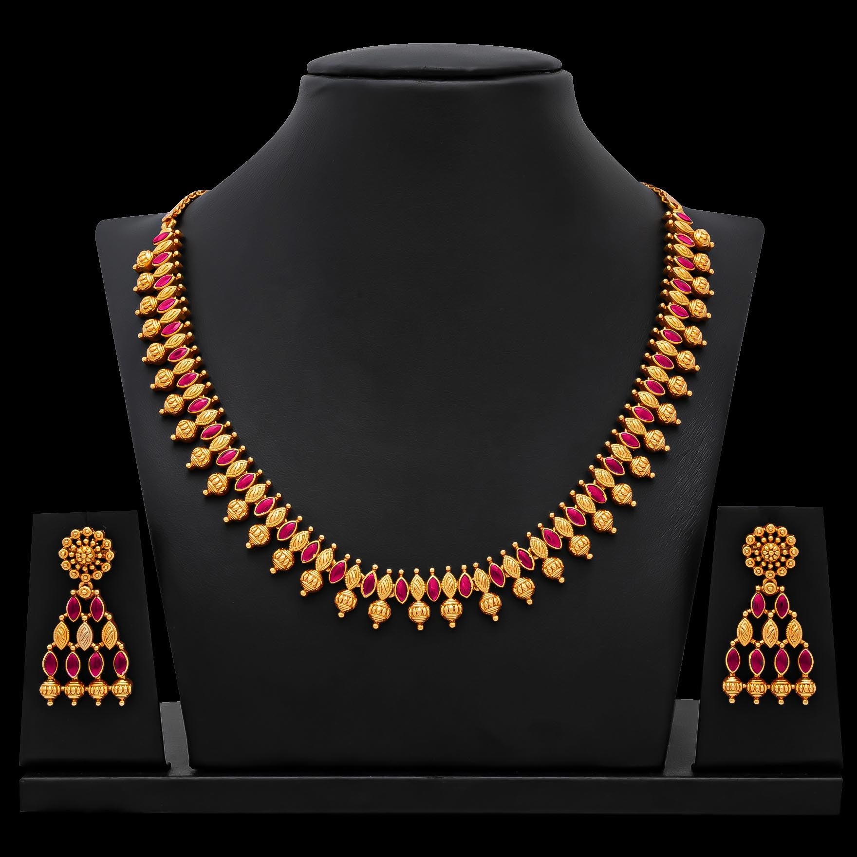 GERU STONE NECKLACE WITH GOLDEN STUD PSGRNSSR24R-036, PSGRHSTSR27R-061