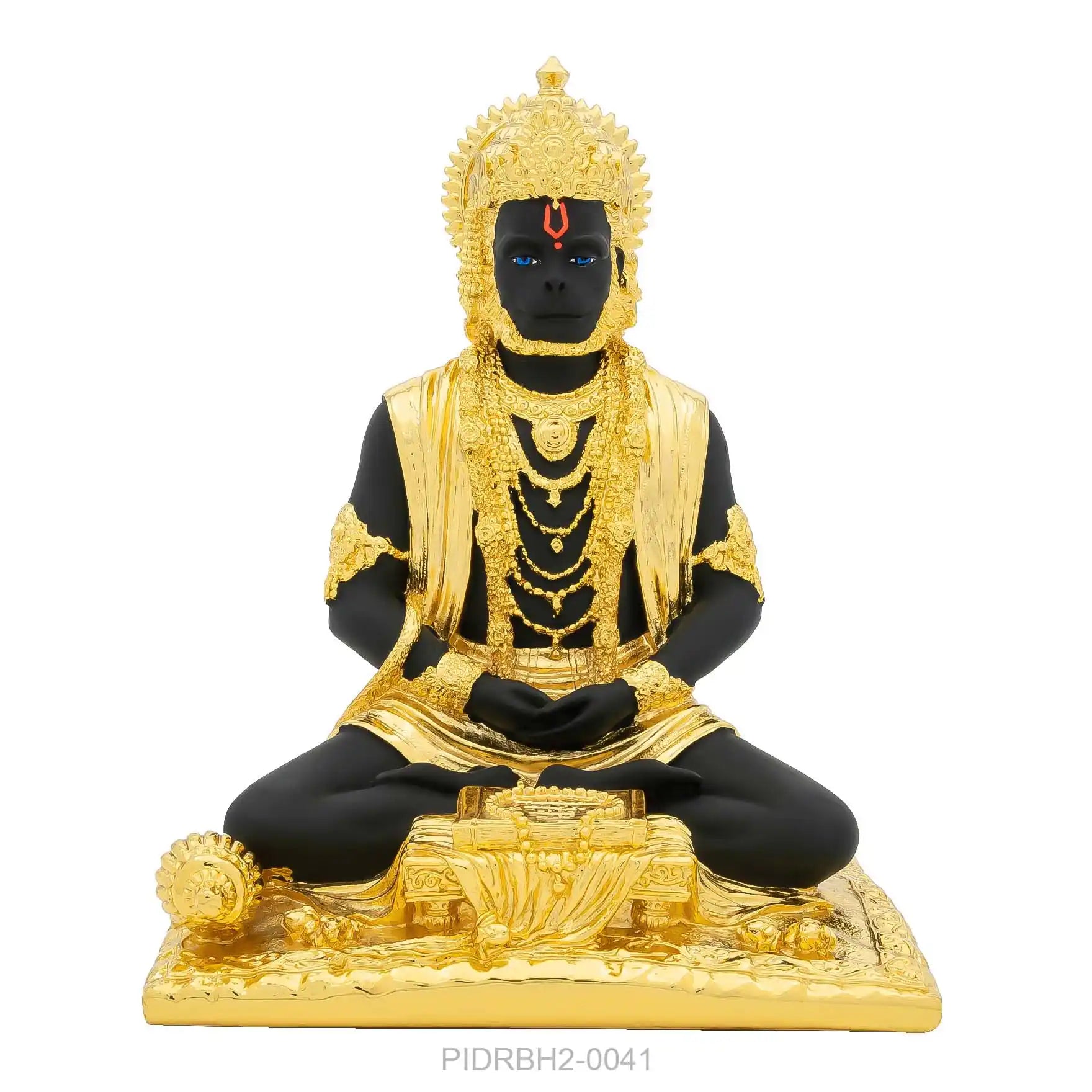 MEDITATING HANUMAN IDOL  – Gold Layered Temple Style Figurine – Hindu Spiritual Statue – Pooja & Home Décor | PIDRBH2-0041