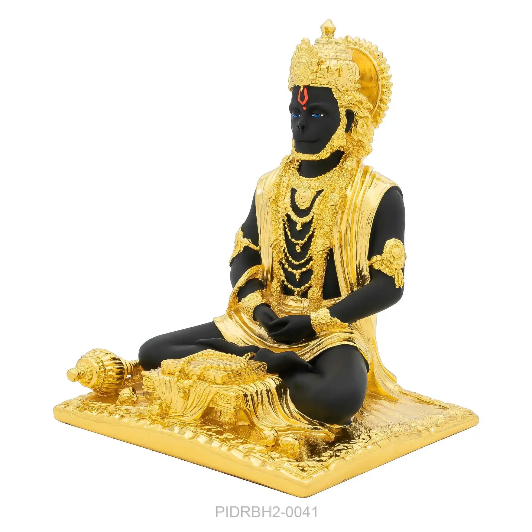 MEDITATING HANUMAN IDOL  – Gold Layered Temple Style Figurine – Hindu Spiritual Statue – Pooja & Home Décor | PIDRBH2-0041